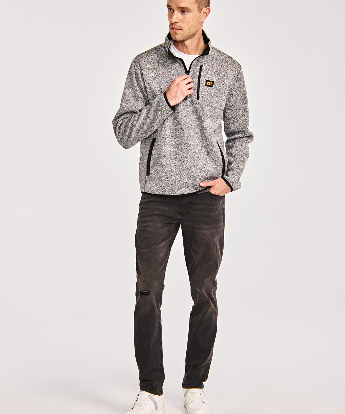 Polar Casual Hombre SWEATER FLEECE QUARTER ZIP JACKET Gris CAT