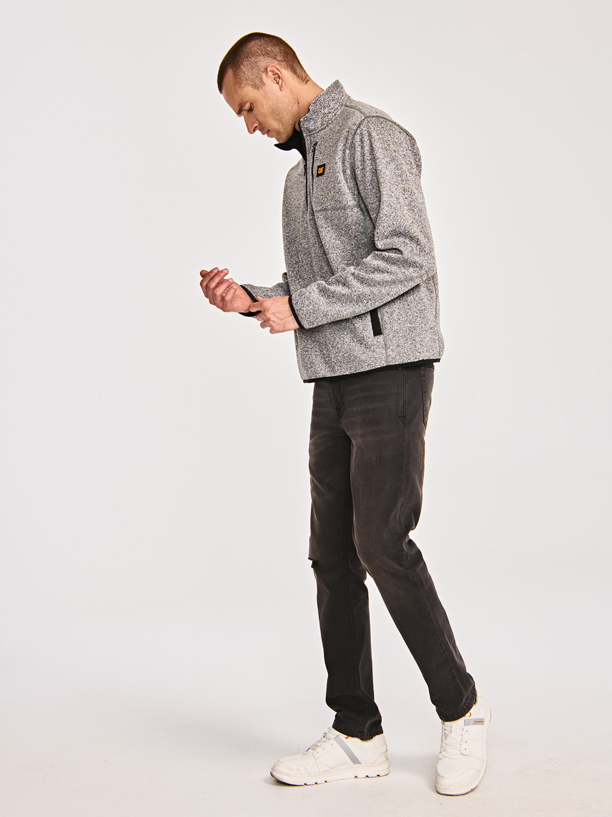 Polar Casual Hombre SWEATER FLEECE QUARTER ZIP JACKET Gris CAT