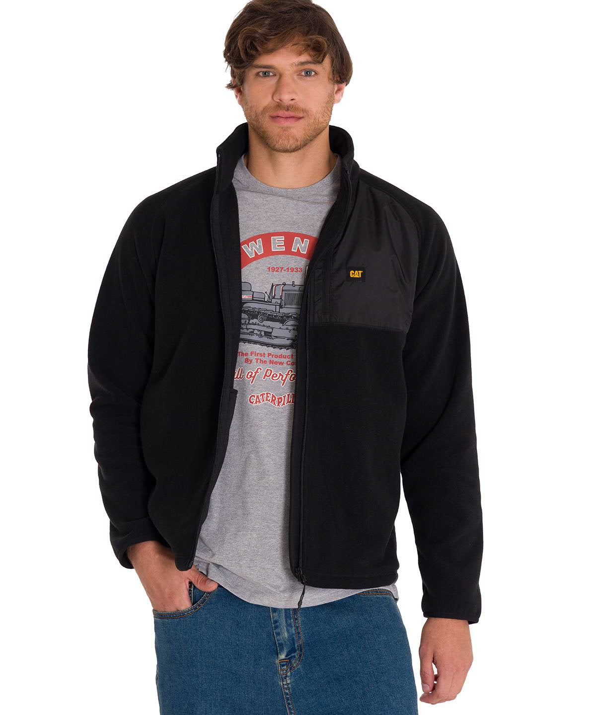 Polar Manga Larga Hombre Fleece Full Zip Negro Cat