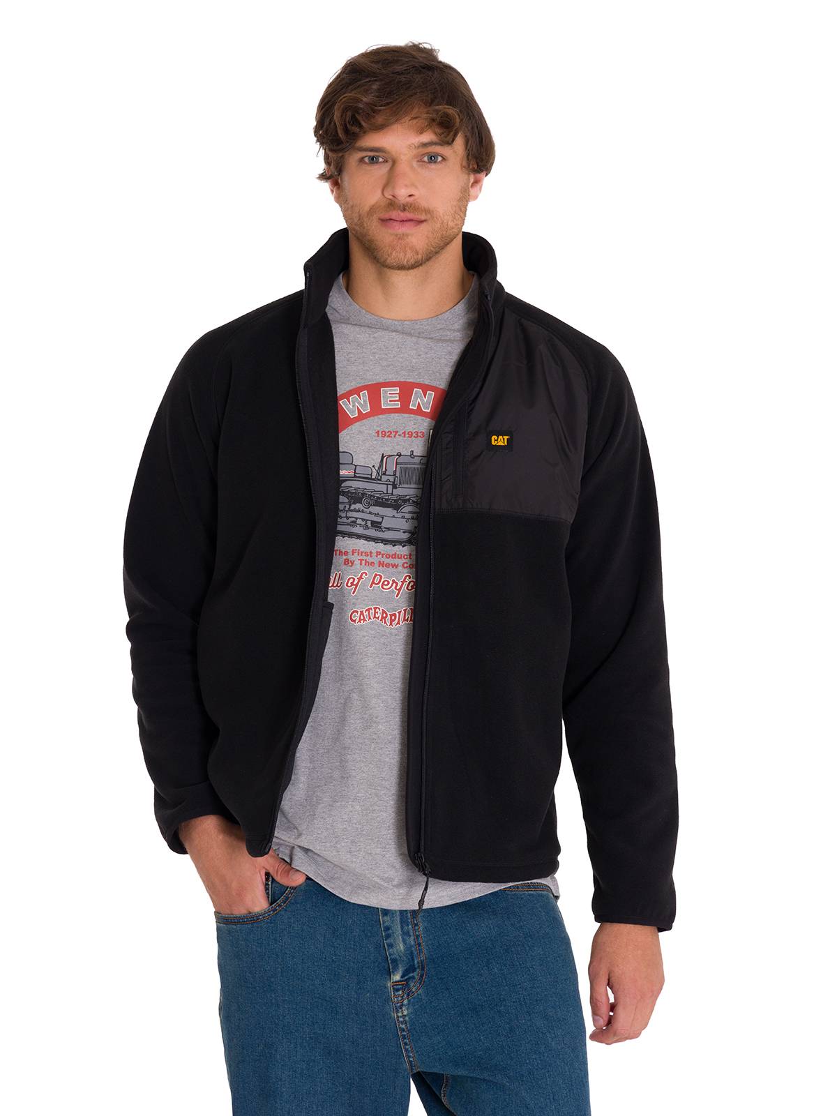 Polar Manga Larga Hombre Fleece Full Zip Negro Cat