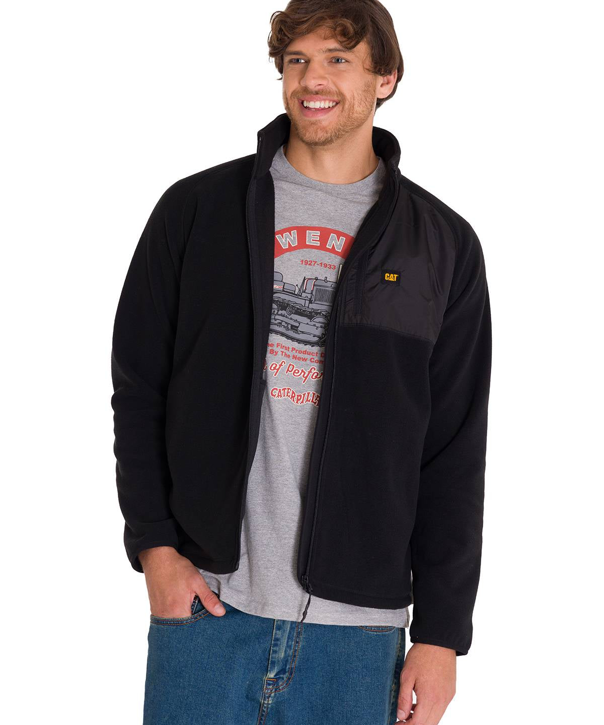 Polar Manga Larga Hombre Fleece Full Zip Negro Cat