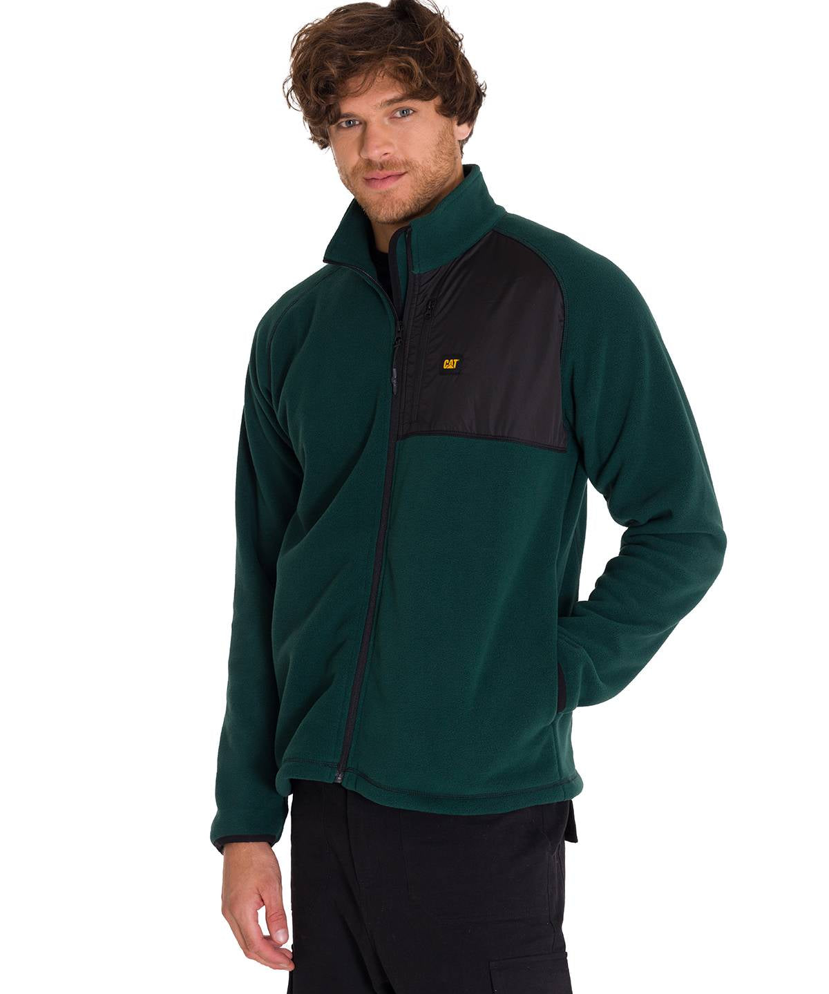 Polar Manga Larga Hombre Fleece Full Zip Verde Petróleo Cat
