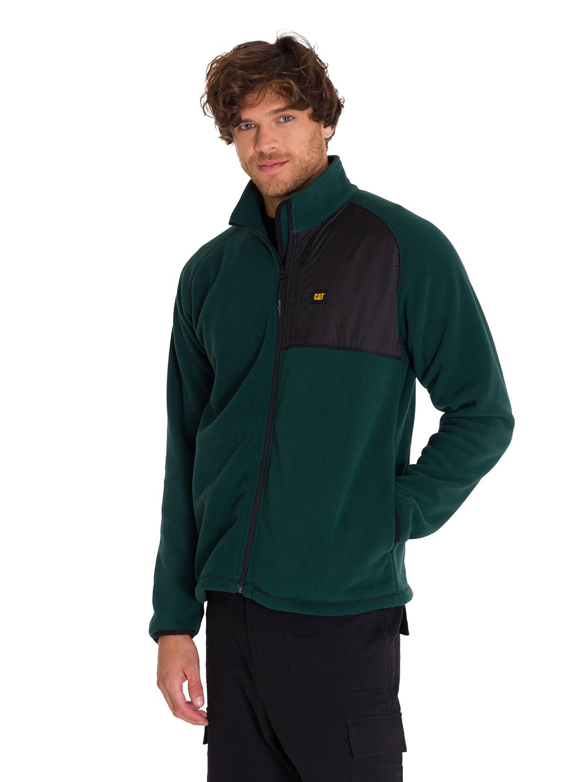 Polar Manga Larga Hombre Fleece Full Zip Verde Petróleo Cat