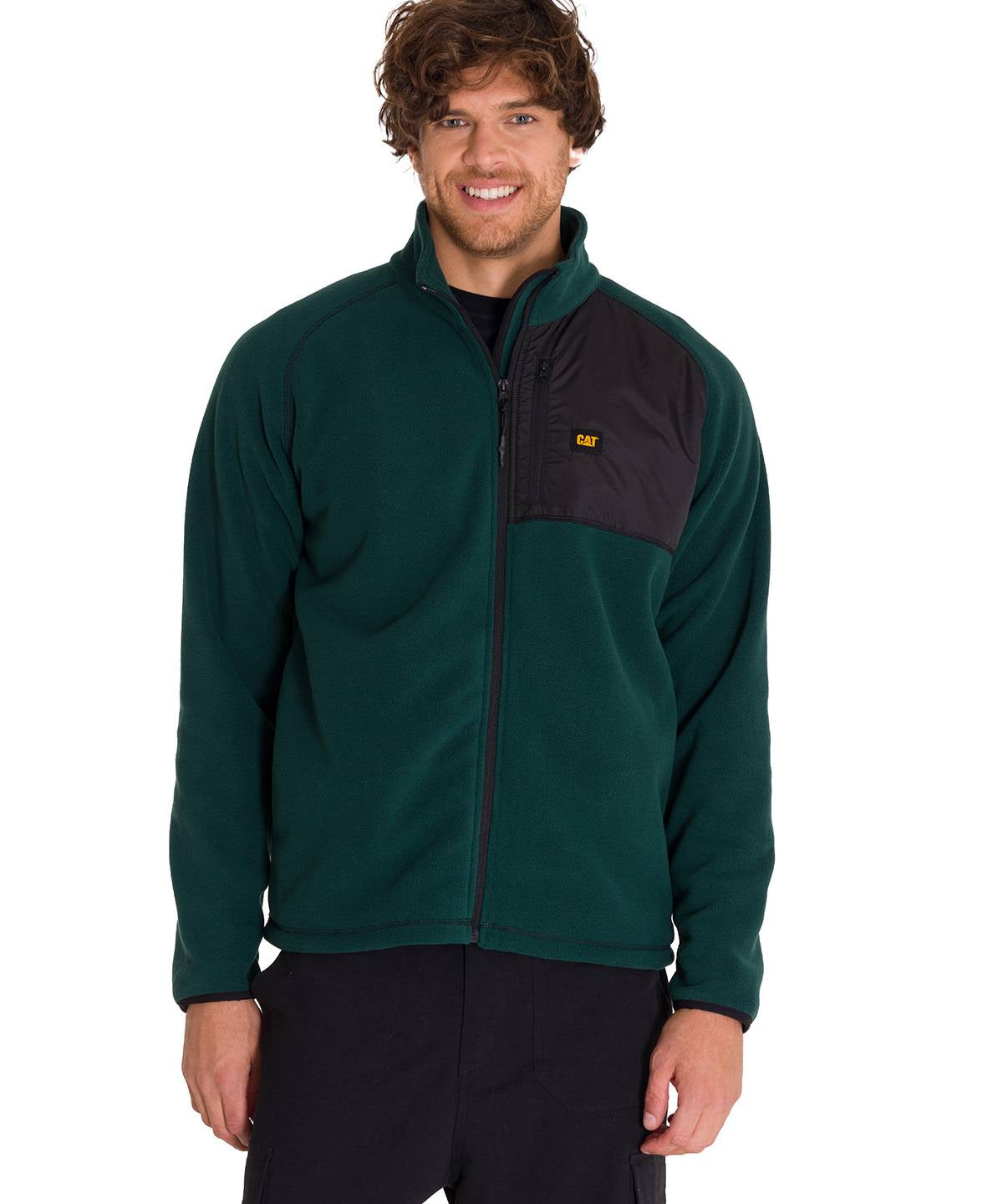 Polar Manga Larga Hombre Fleece Full Zip Verde Petróleo Cat