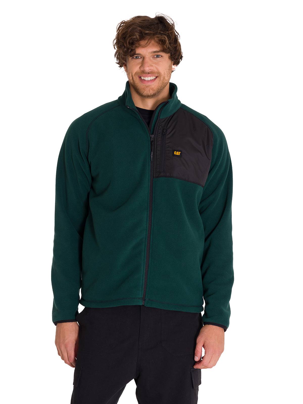 Polar Manga Larga Hombre Fleece Full Zip Verde Petróleo Cat