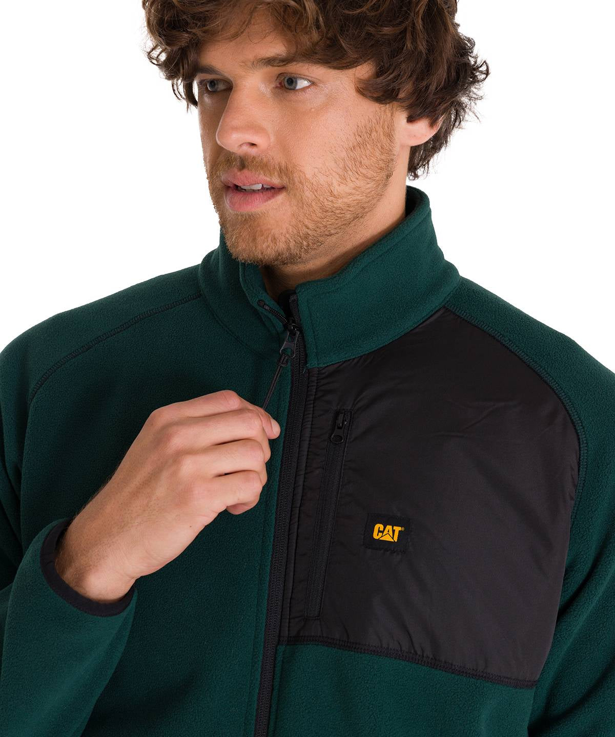 Polar Manga Larga Hombre Fleece Full Zip Verde Petróleo Cat
