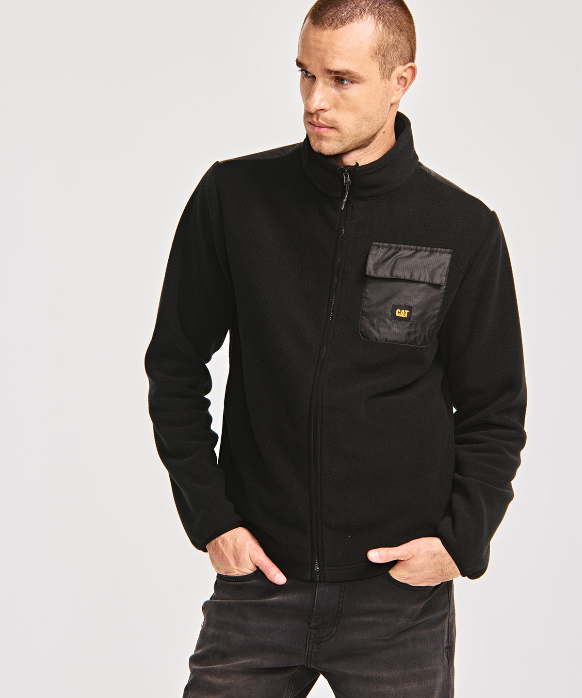 Polar Casual Hombre POLAR FLEECE UTILITY FULL ZIP JACKET Negro CAT