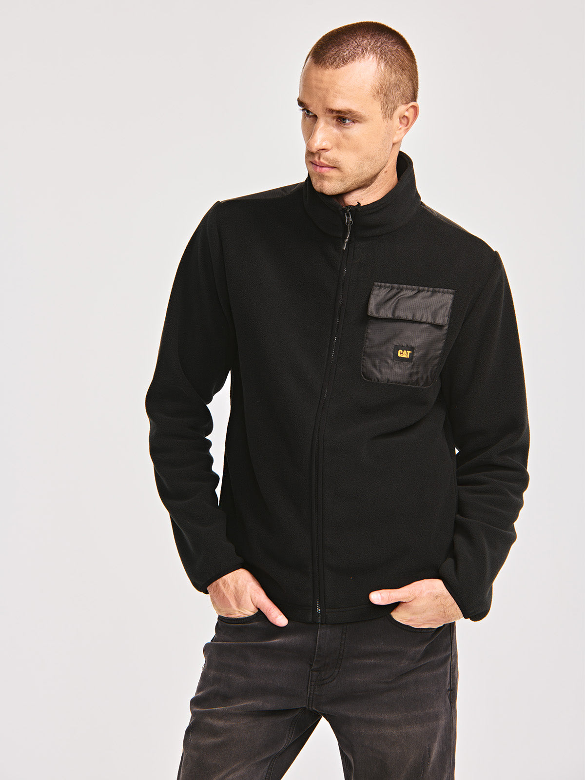 Polar Casual Hombre POLAR FLEECE UTILITY FULL ZIP JACKET Negro CAT