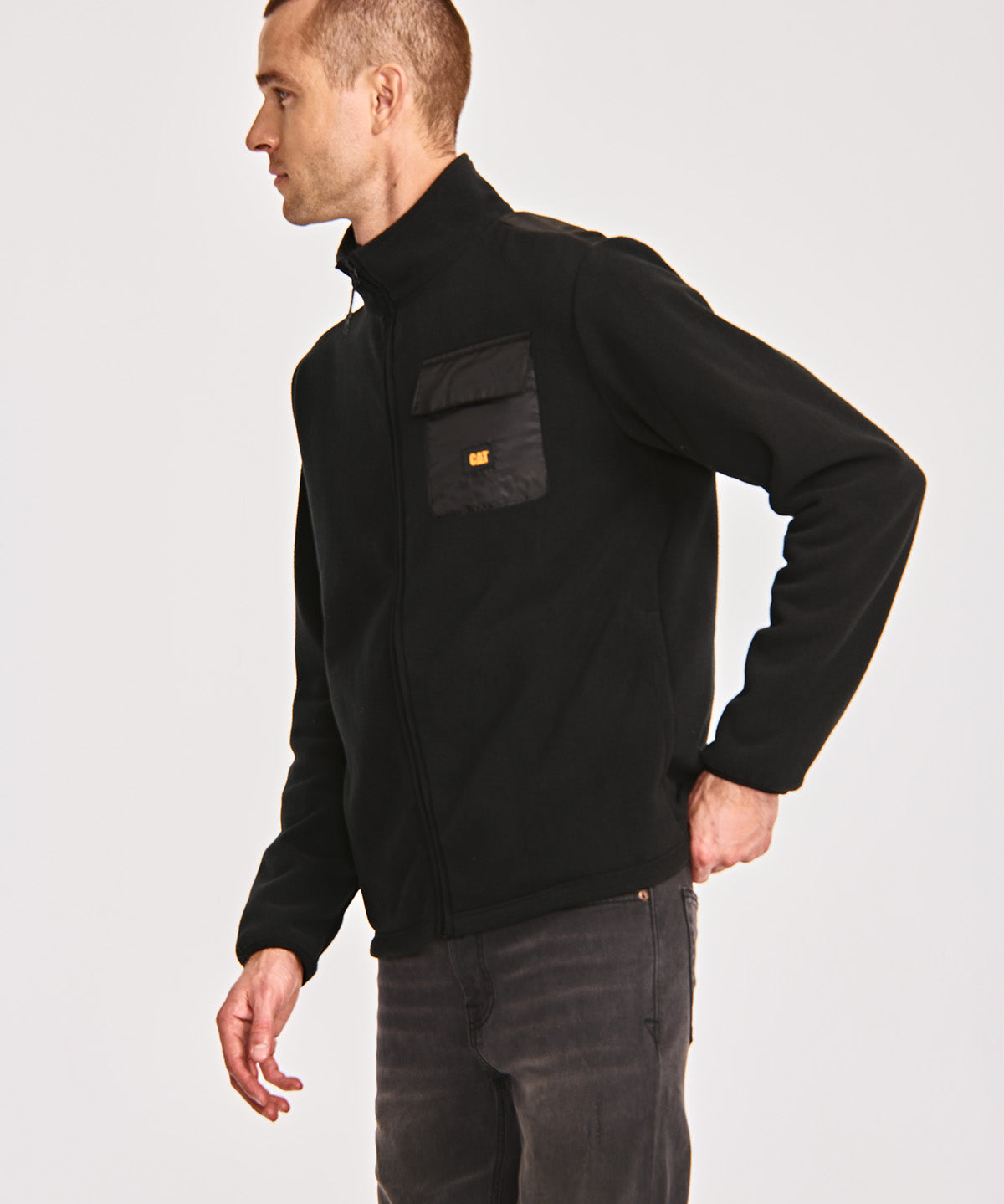 Polar Casual Hombre POLAR FLEECE UTILITY FULL ZIP JACKET Negro CAT