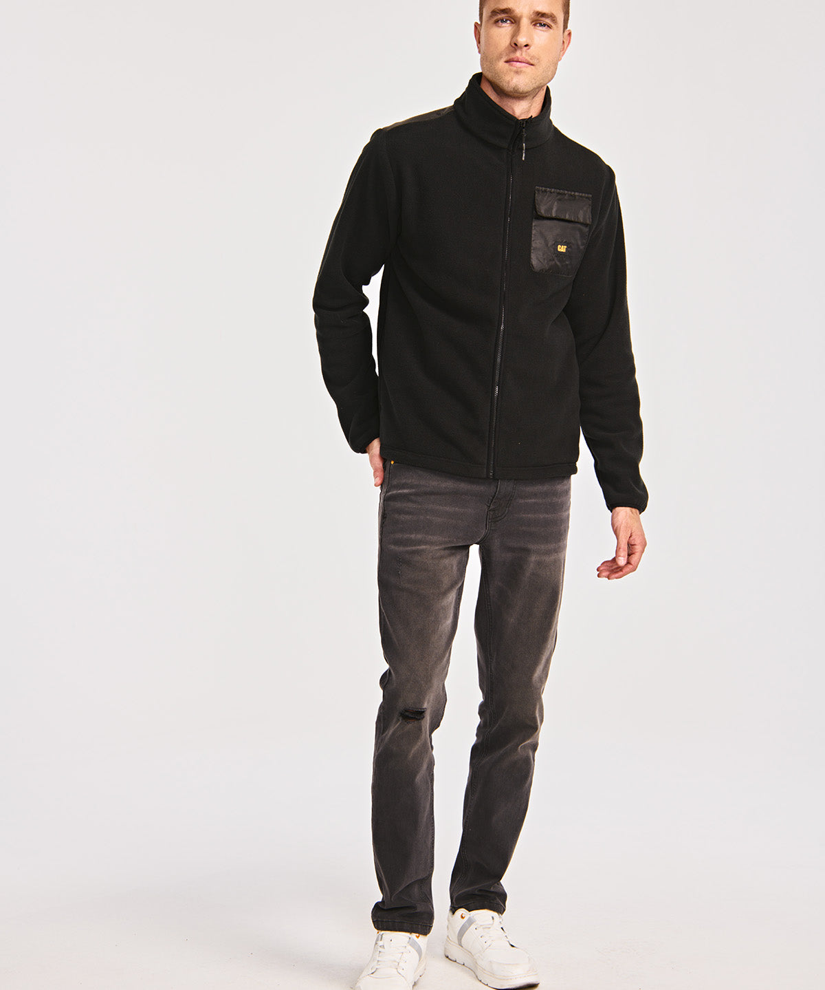 Polar Casual Hombre POLAR FLEECE UTILITY FULL ZIP JACKET Negro CAT