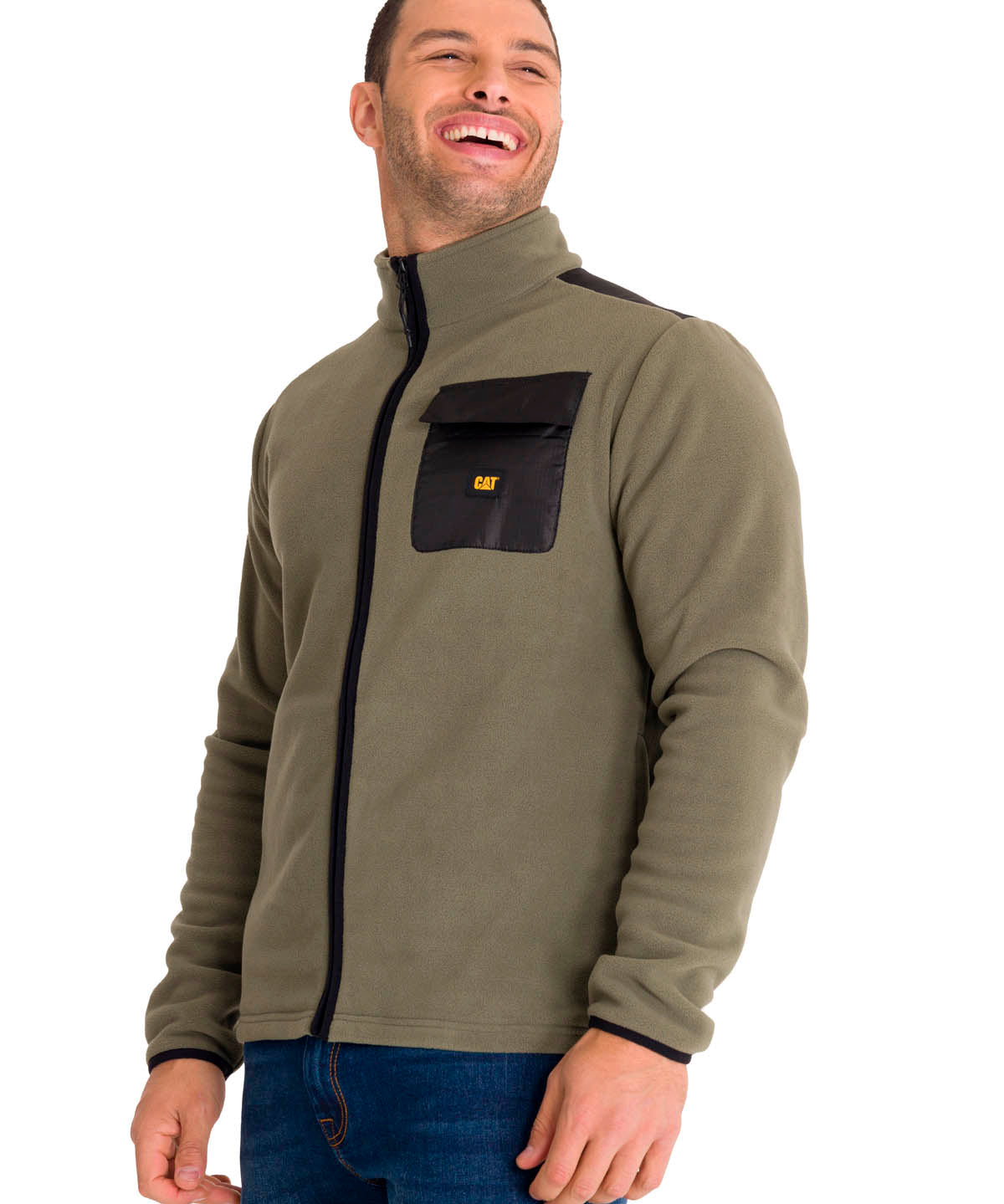 Polar Manga Larga Hombre Fleece Utility Full Zip Oliva Cat