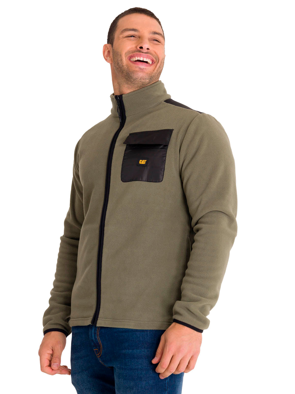 Polar Manga Larga Hombre Fleece Utility Full Zip Oliva Cat