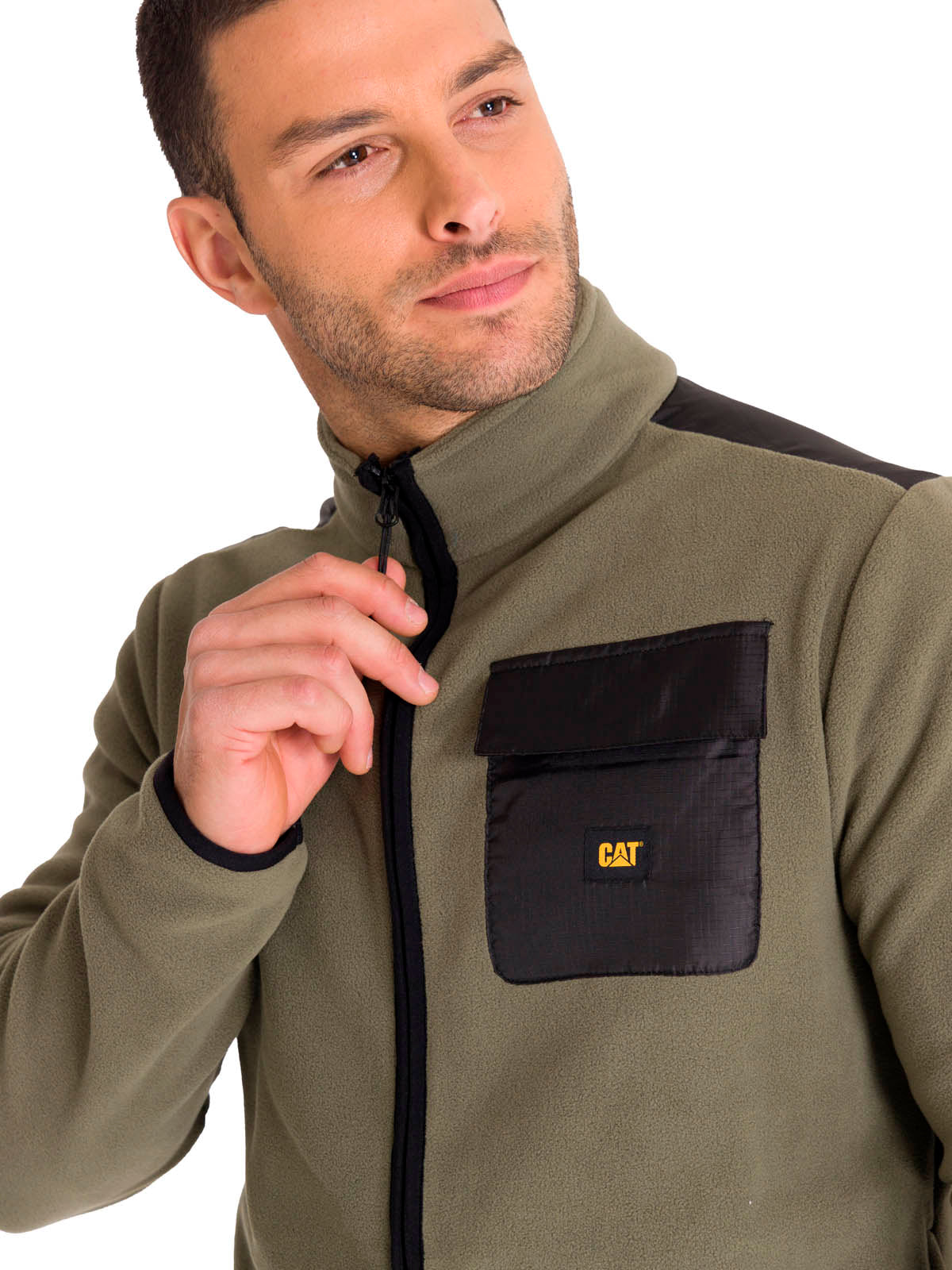 Polar Manga Larga Hombre Fleece Utility Full Zip Oliva Cat