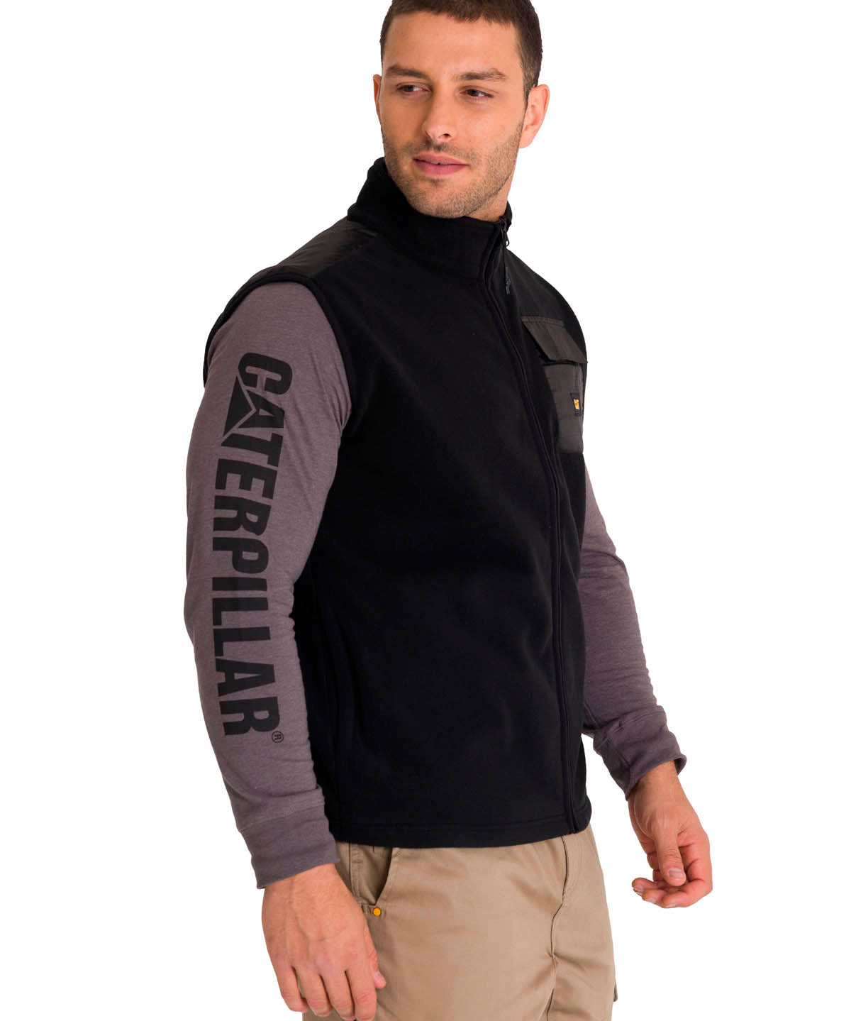 Polar Sin Mangas Hombre Polar Fleece Utility Full Zip Vest Negro Cat