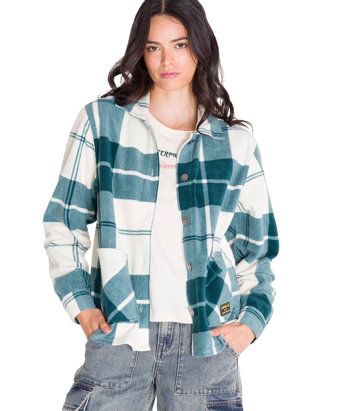 Chaqueta Manga Larga Mujer W Microfleece Shirt Verde Petróleo Cat