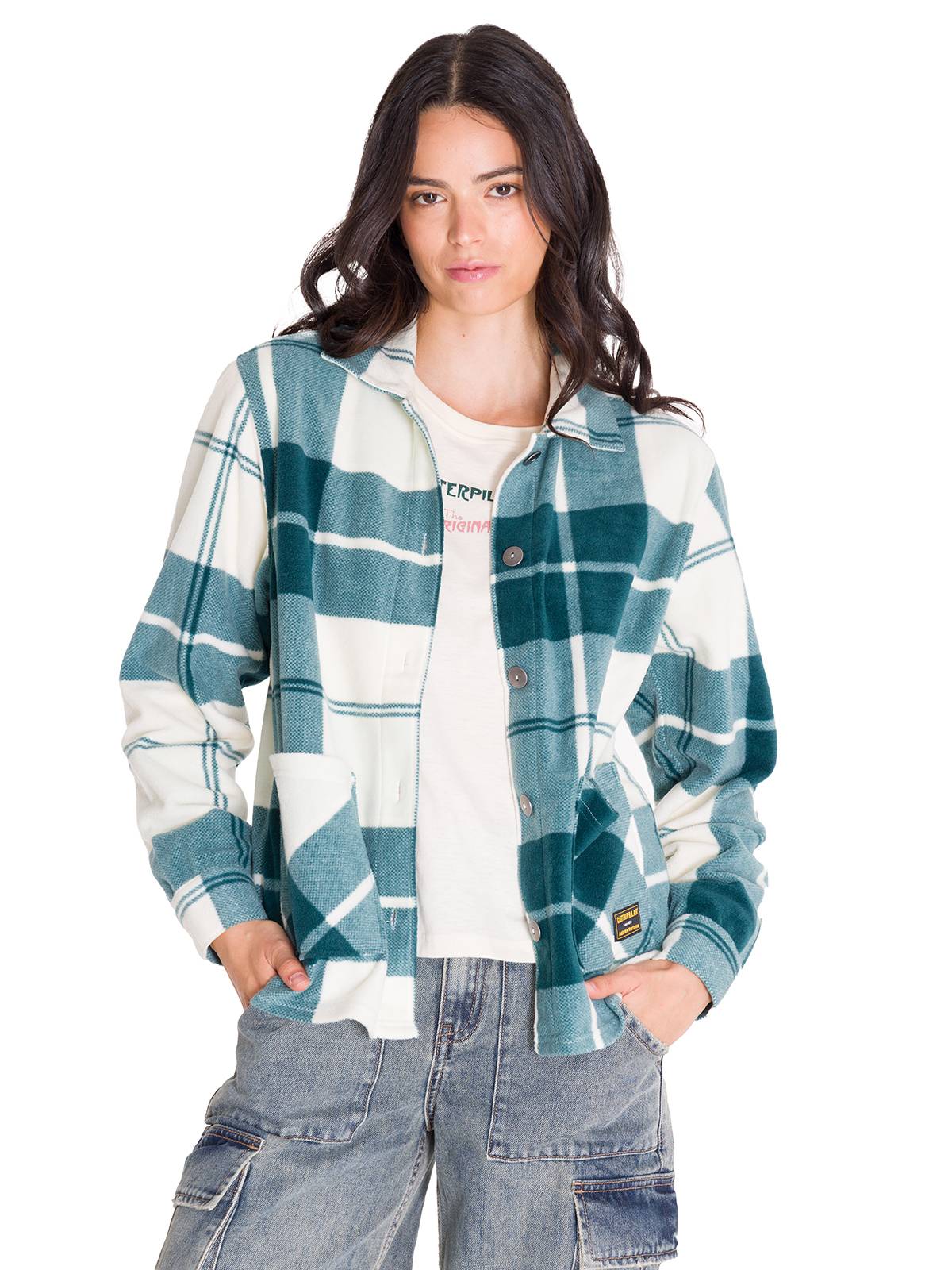 Chaqueta Manga Larga Mujer W Microfleece Shirt Verde Petróleo Cat