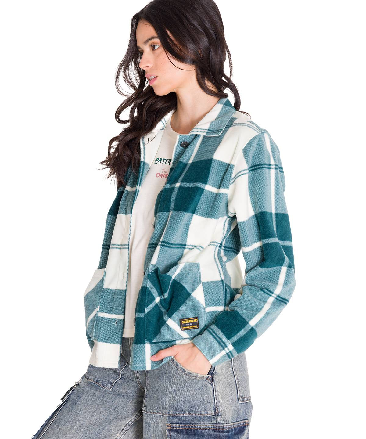 Chaqueta Manga Larga Mujer W Microfleece Shirt Verde Petróleo Cat