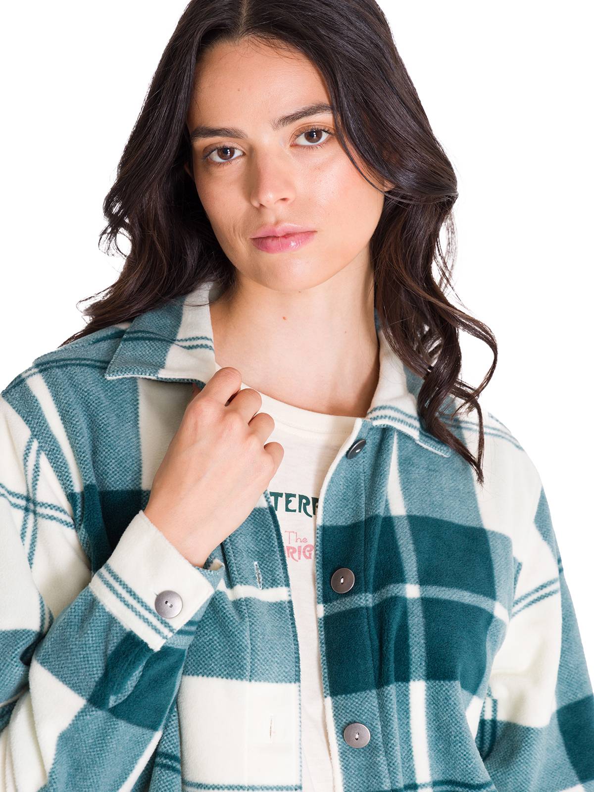 Chaqueta Manga Larga Mujer W Microfleece Shirt Verde Petróleo Cat