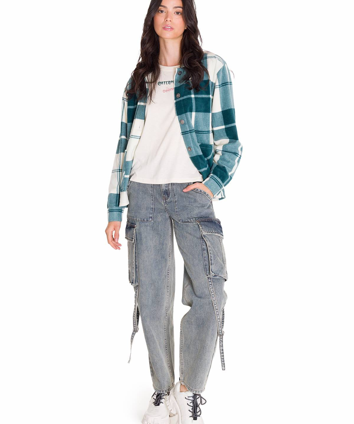 Chaqueta Manga Larga Mujer W Microfleece Shirt Verde Petróleo Cat