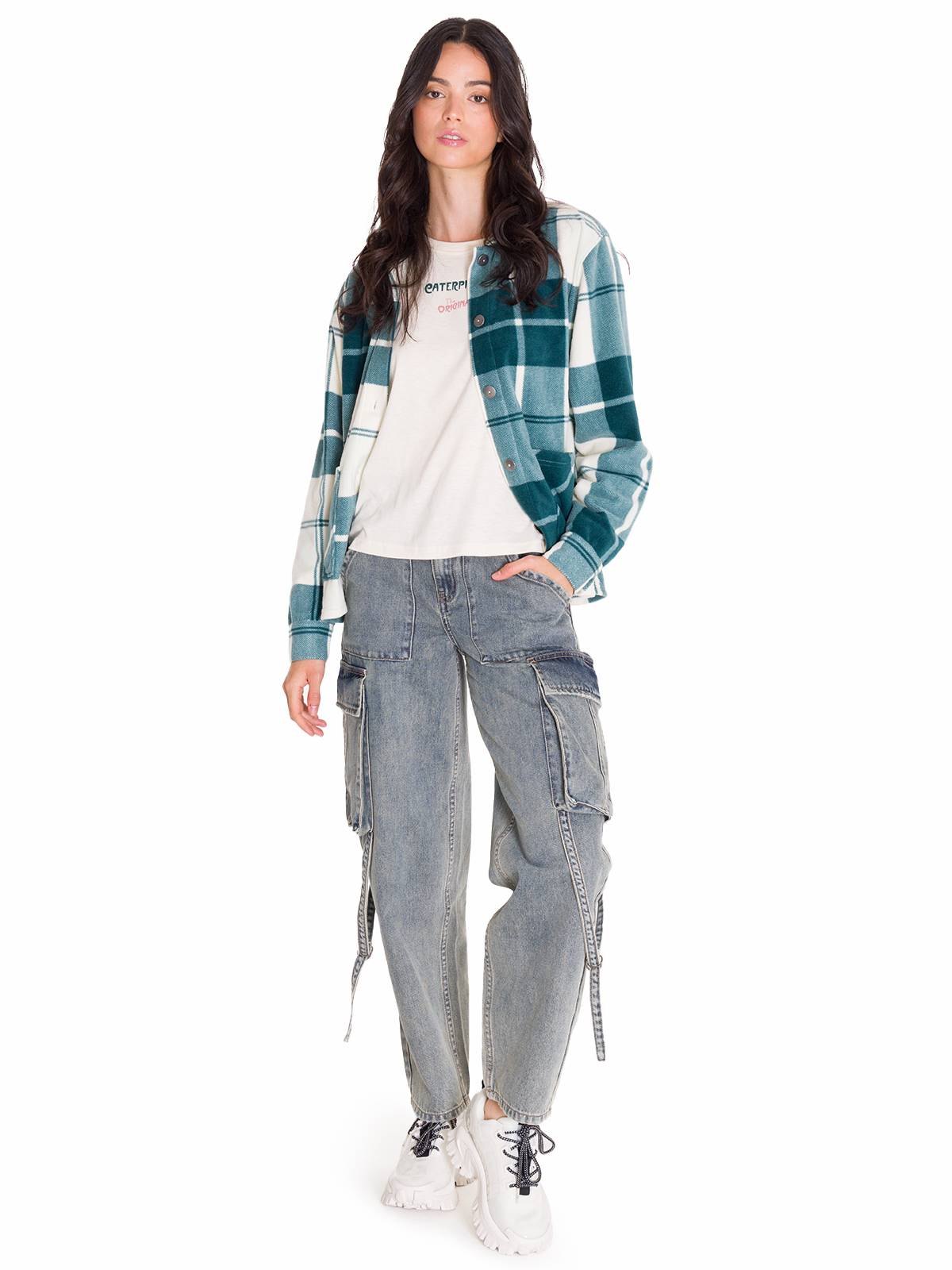 Chaqueta Manga Larga Mujer W Microfleece Shirt Verde Petróleo Cat