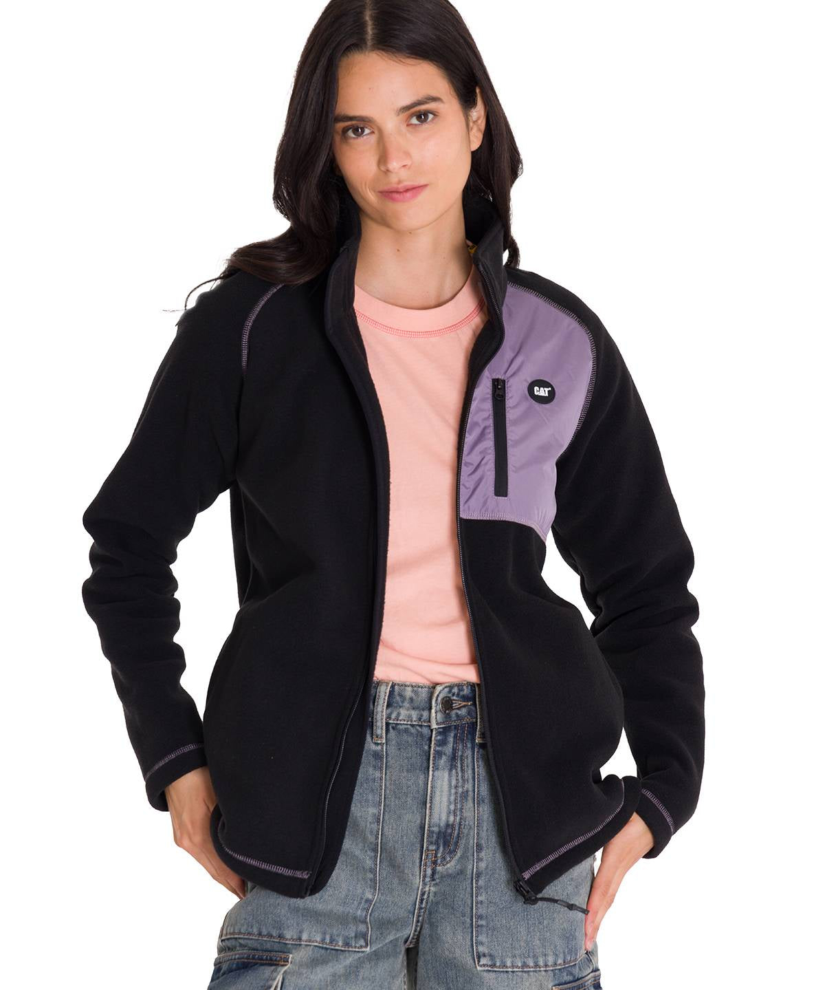 Polar Manga Larga Mujer W Fleece Utility Full Zip Lila Cat