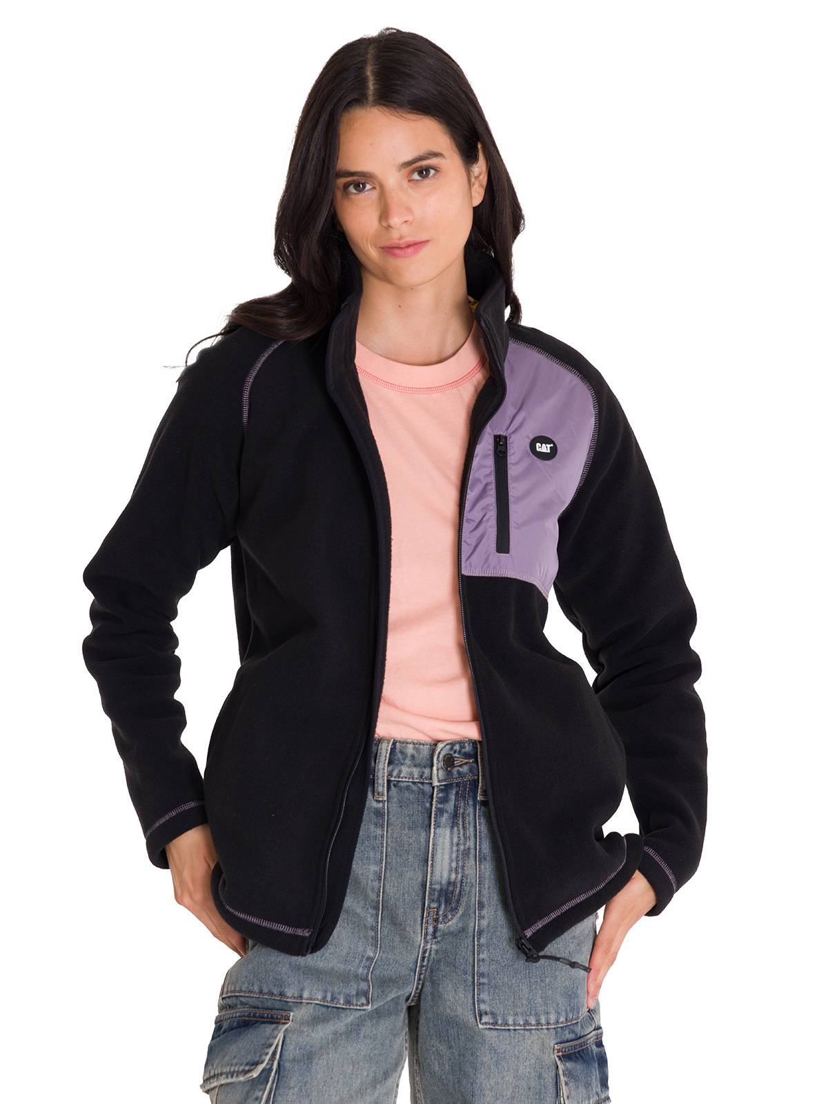 Polar Manga Larga Mujer W Fleece Utility Full Zip Lila Cat