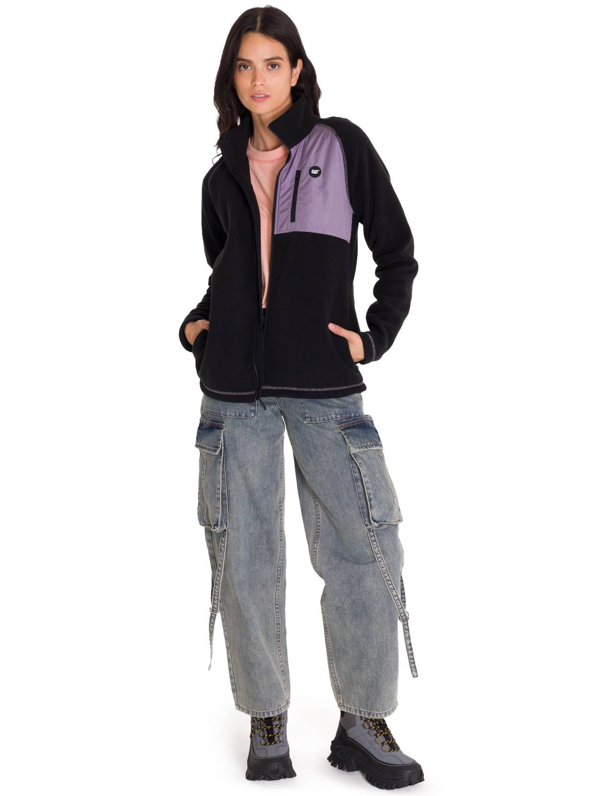 Polar Manga Larga Mujer W Fleece Utility Full Zip Lila Cat