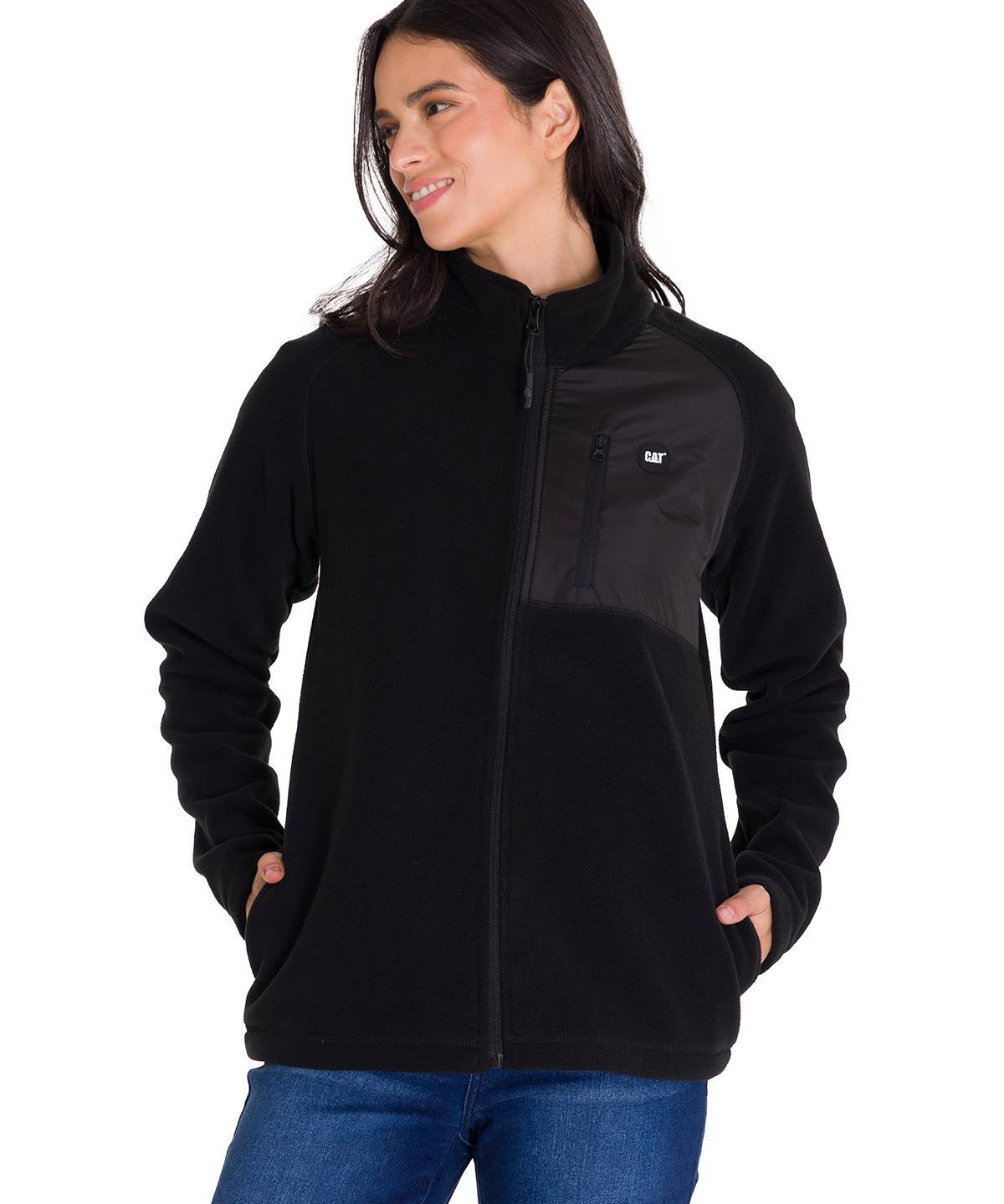 Polar Manga Larga Mujer W Fleece Utility Full Zip Negro Cat