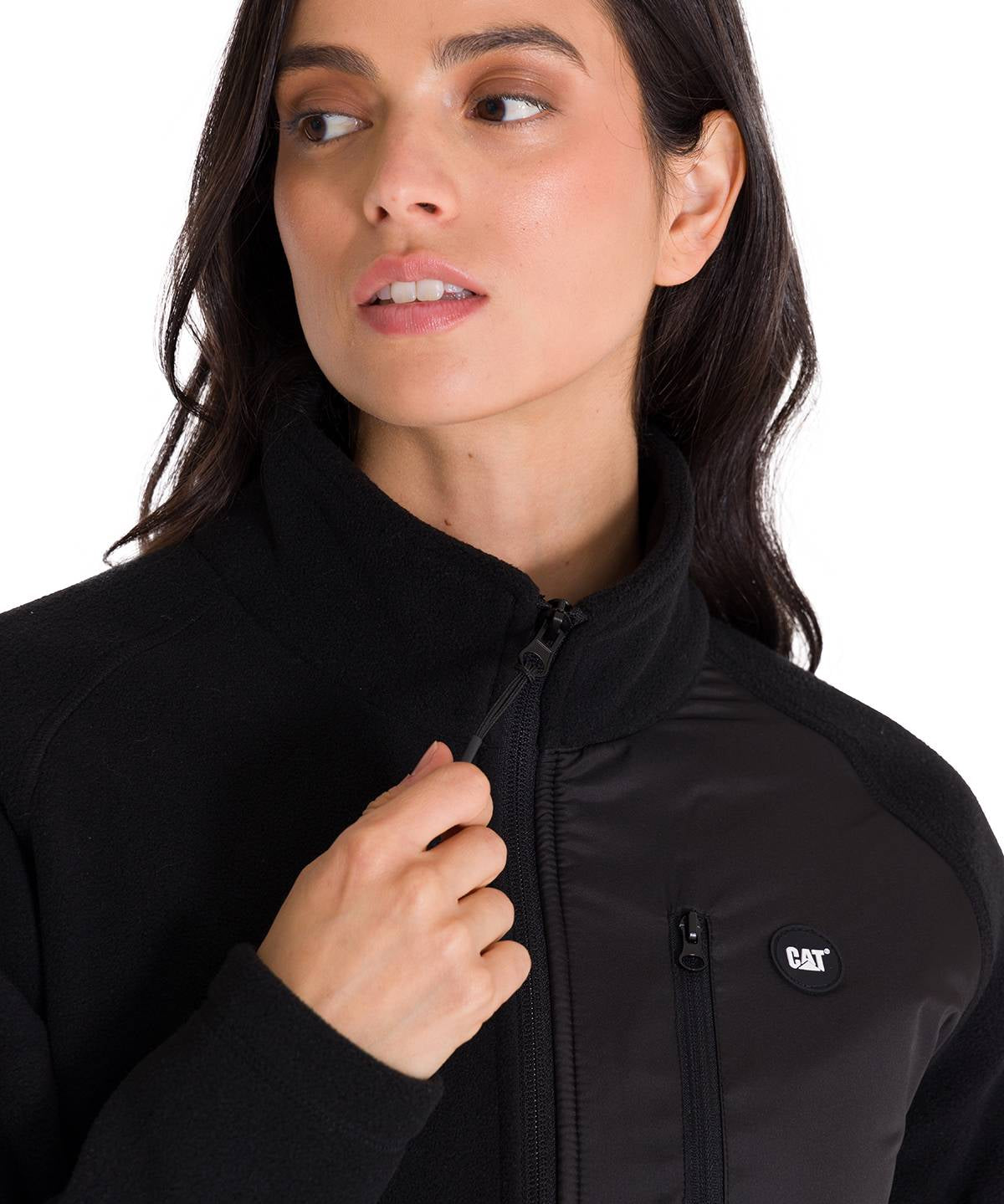 Polar Manga Larga Mujer W Fleece Utility Full Zip Negro Cat