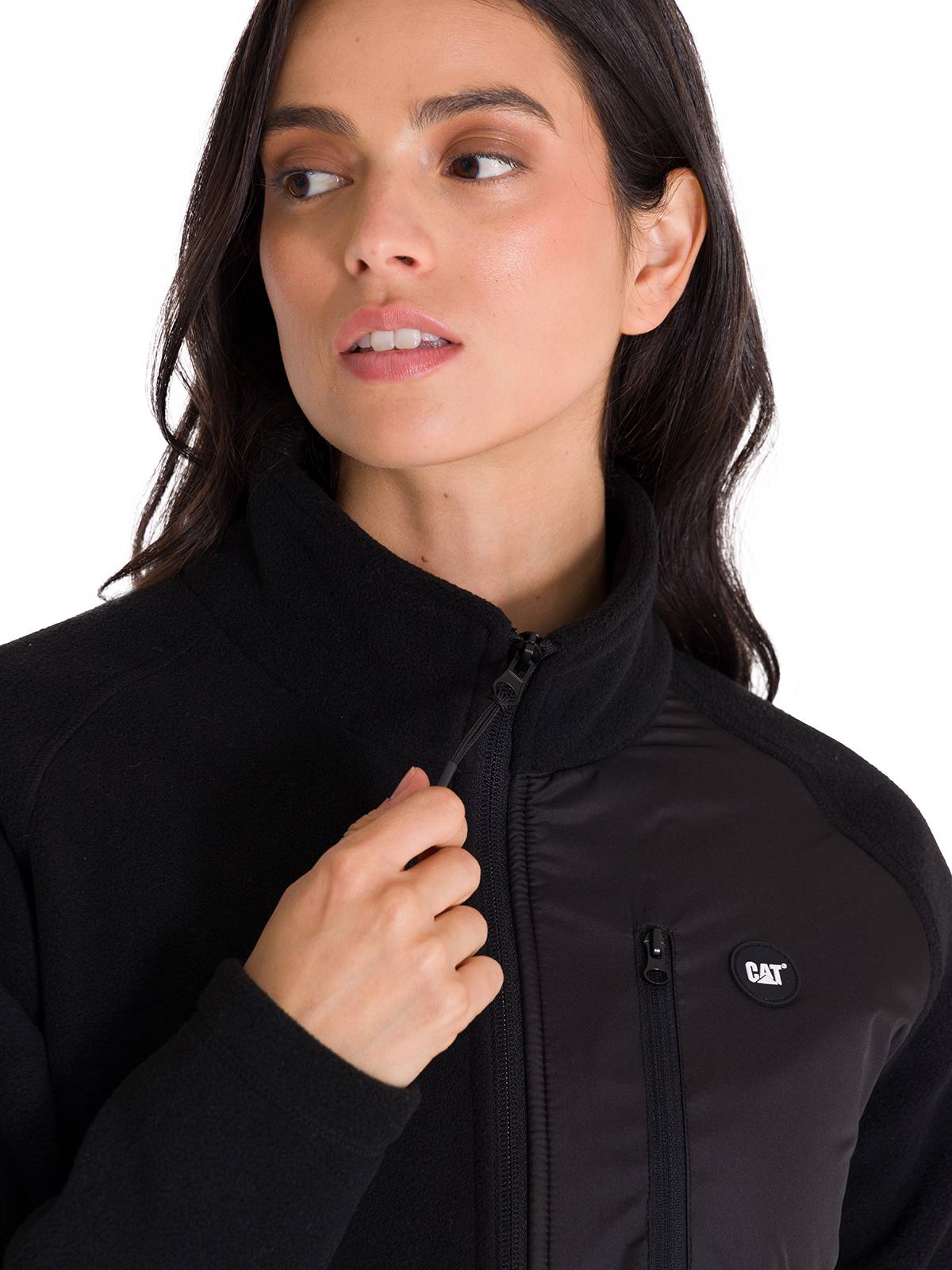 Polar Manga Larga Mujer W Fleece Utility Full Zip Negro Cat