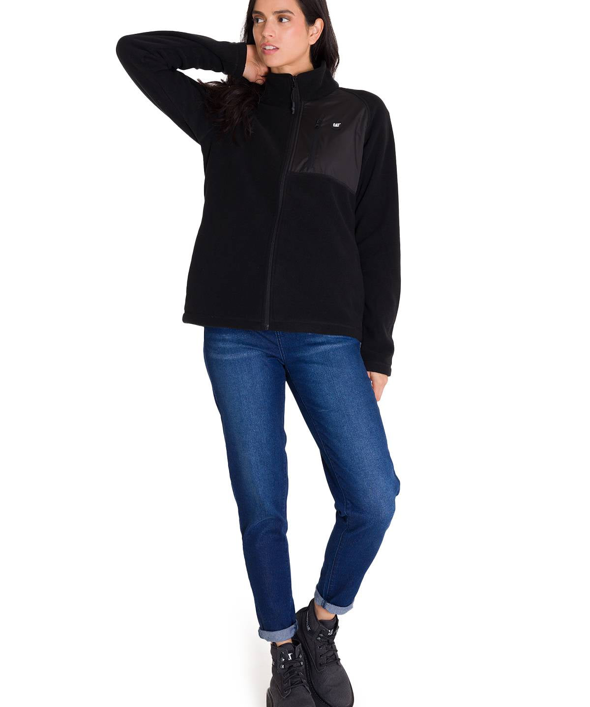 Polar Manga Larga Mujer W Fleece Utility Full Zip Negro Cat