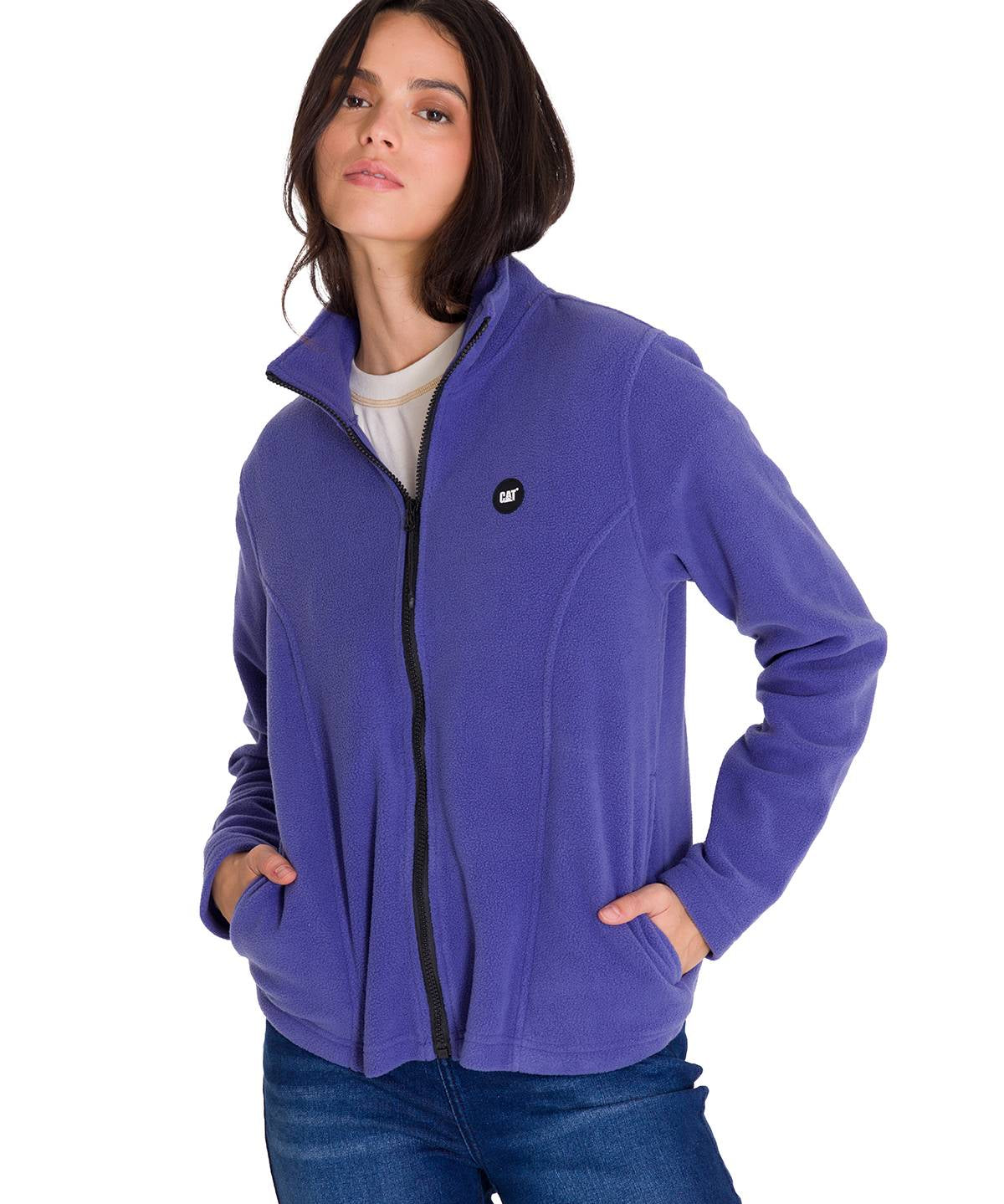 Polar Manga Larga Mujer W Microfleece Full Zip Azul Cat