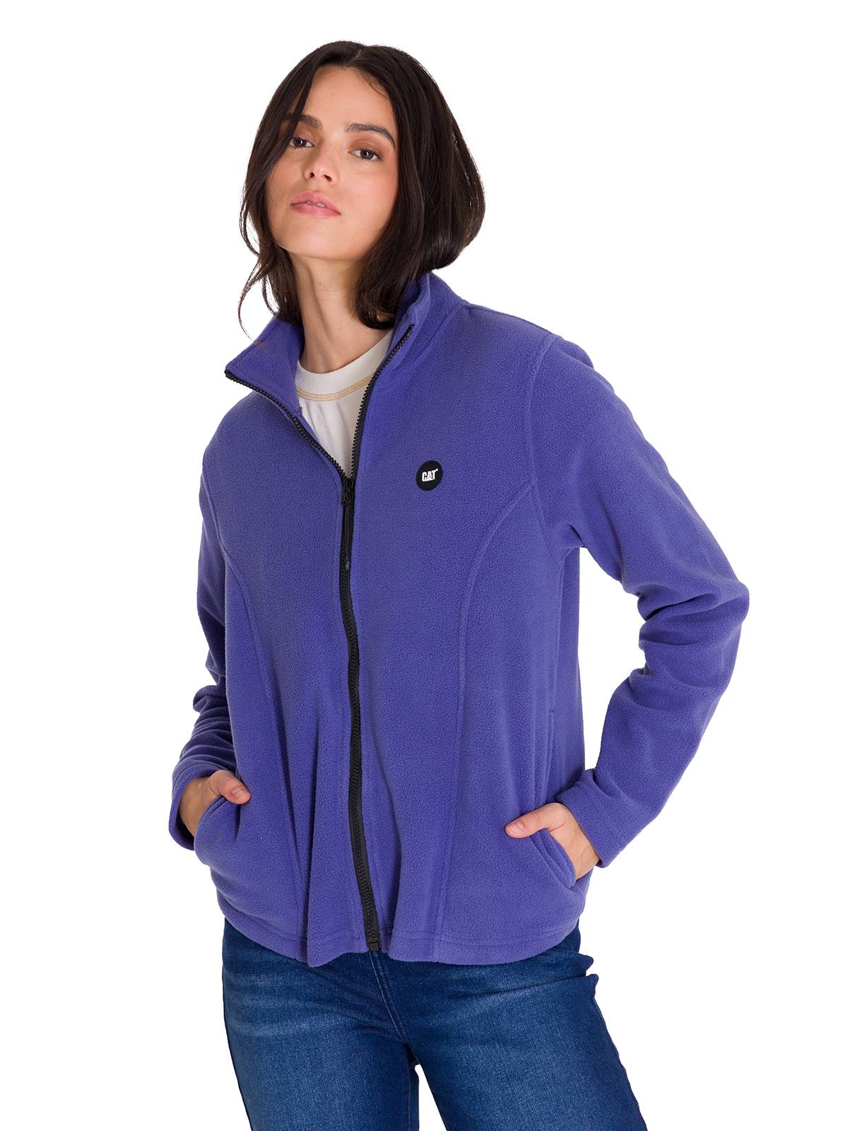 Polar Manga Larga Mujer W Microfleece Full Zip Azul Cat