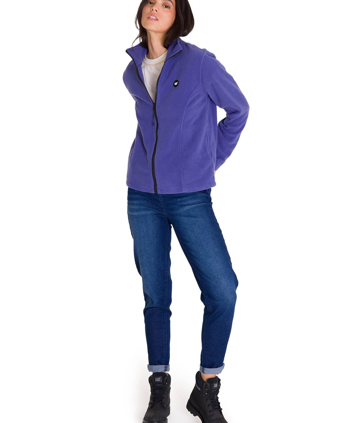Polar Manga Larga Mujer W Microfleece Full Zip Azul Cat