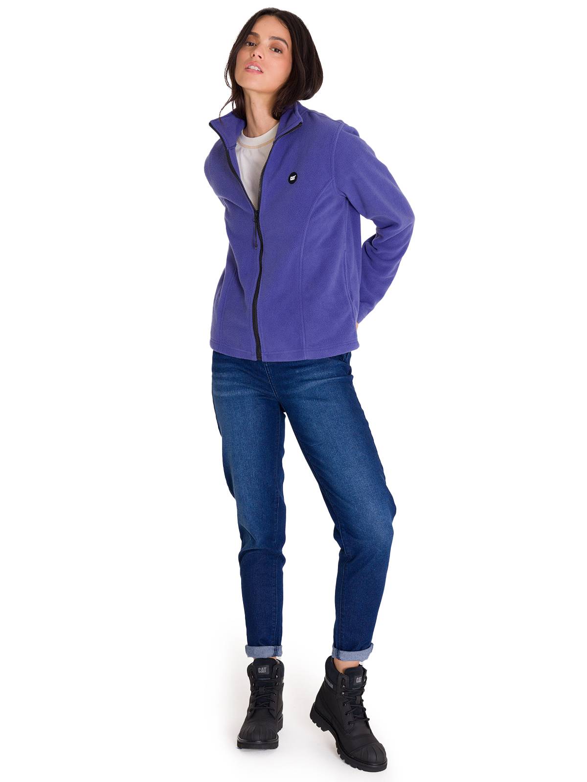 Polar Manga Larga Mujer W Microfleece Full Zip Azul Cat