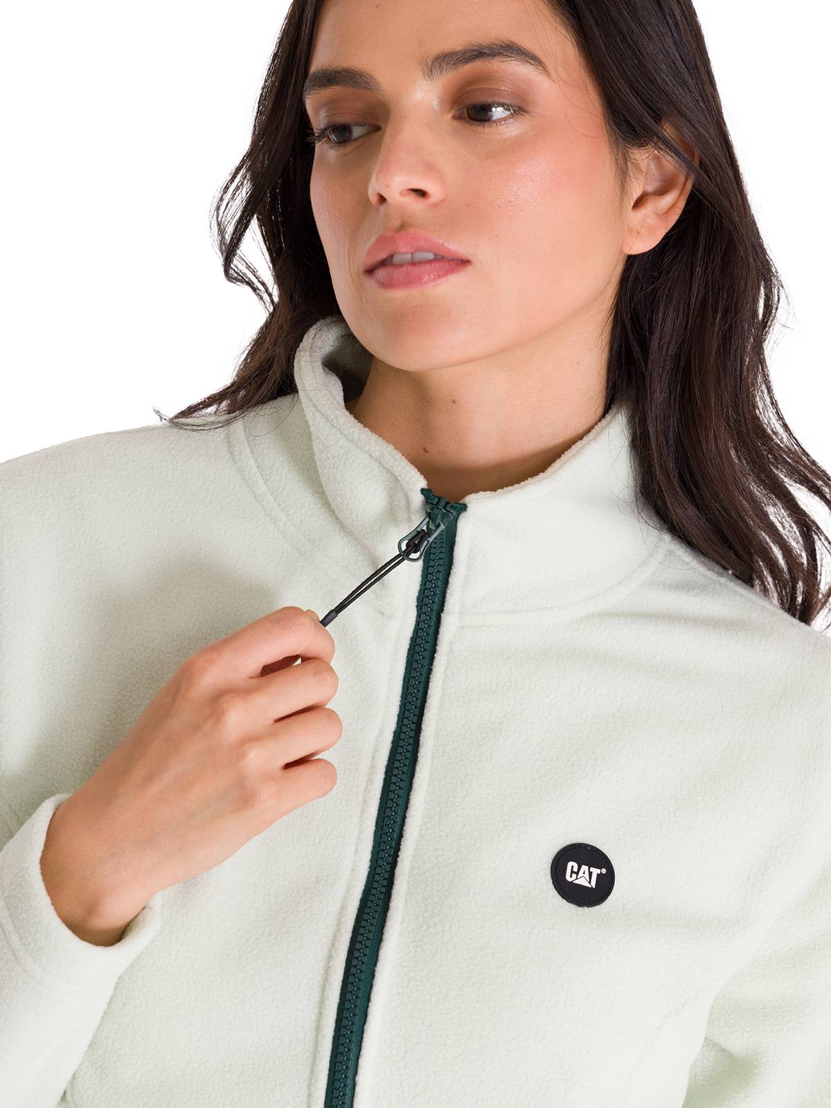 Polar Manga Larga Mujer W Microfleece Full Zip Oliva Claro Cat