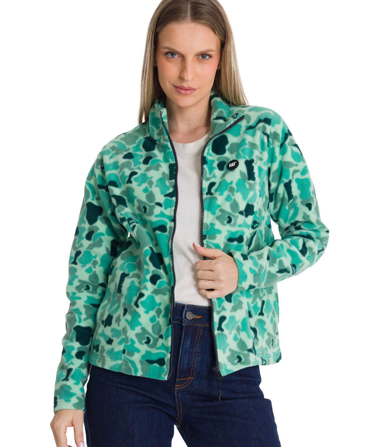 Polar Mujer Microfleece Full Zip Multicolor Verde CAT