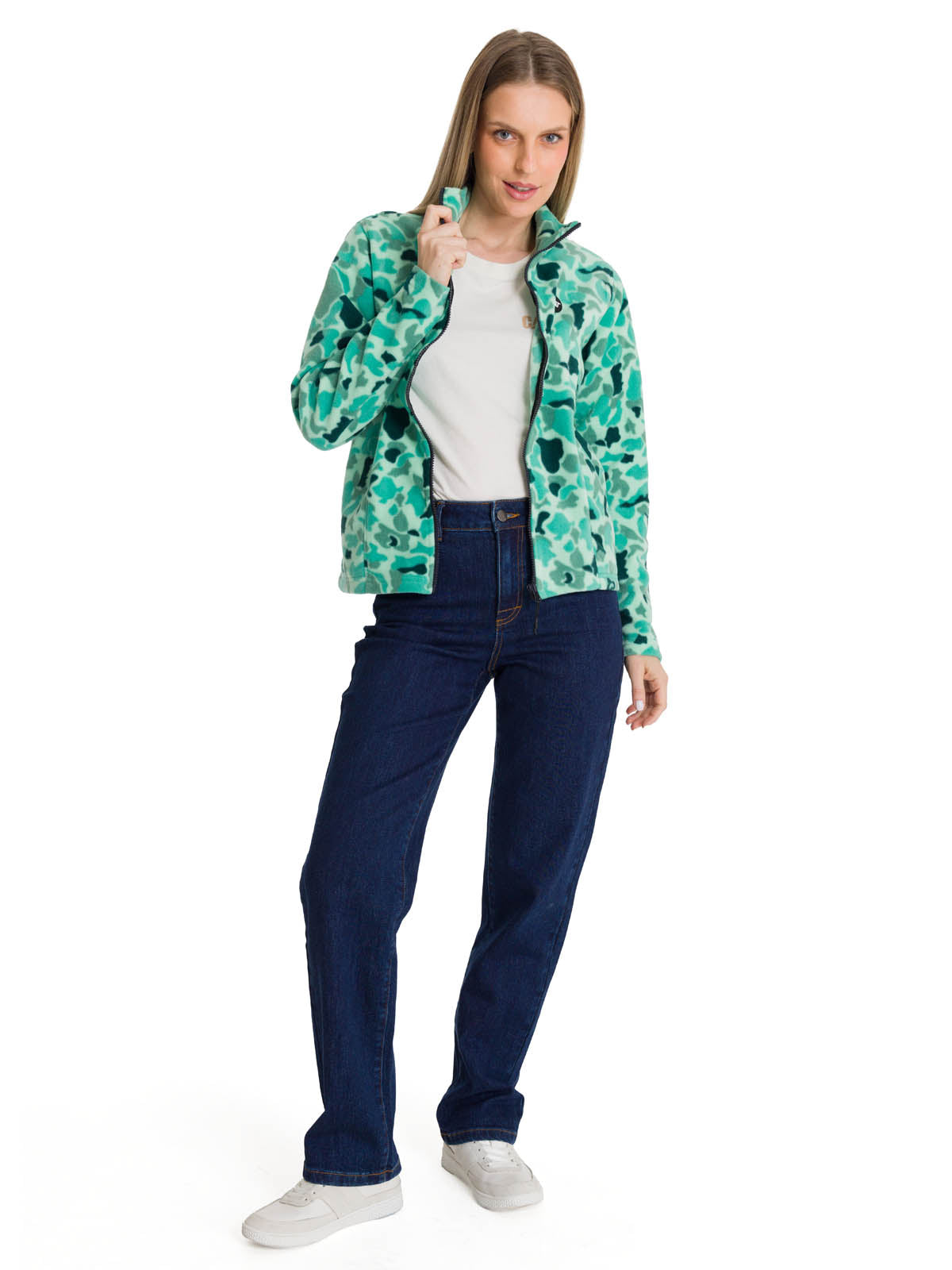 Polar Mujer Microfleece Full Zip Multicolor Verde CAT