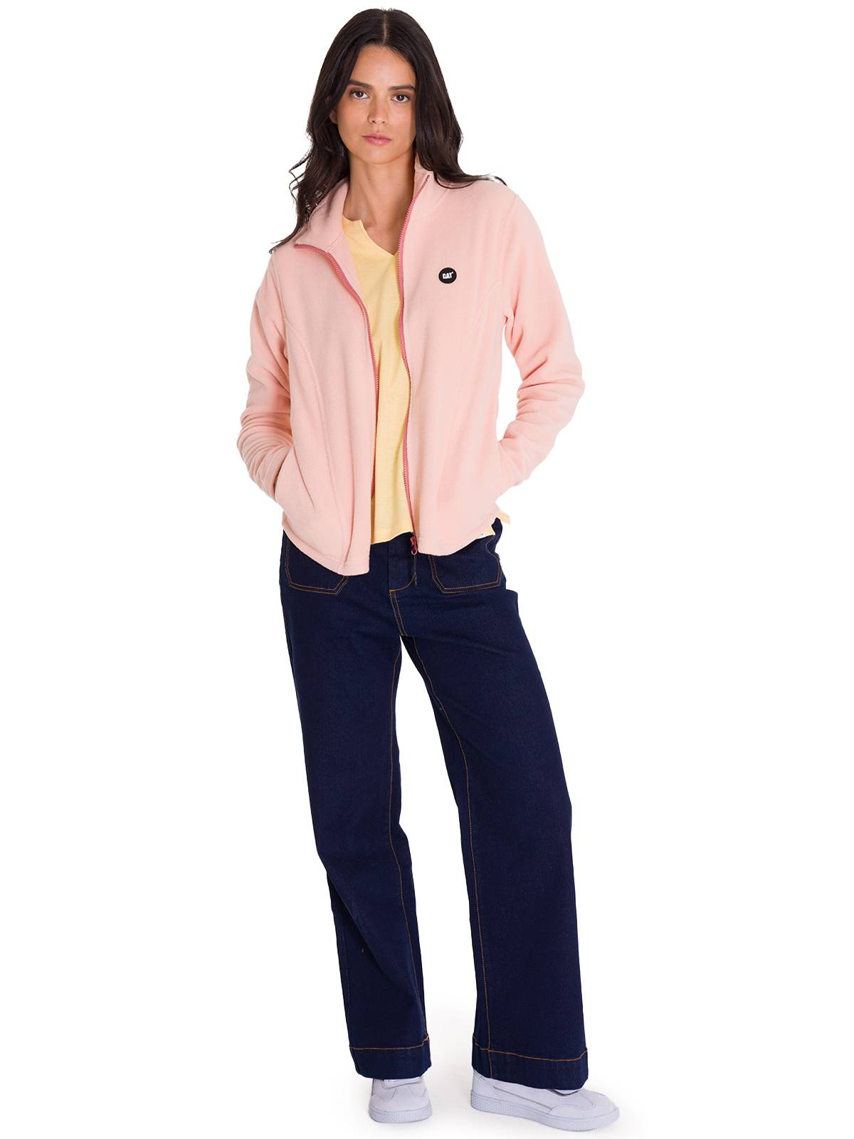 Polar Manga Larga Mujer W Microfleece Full Zip Palo Rosa Cat