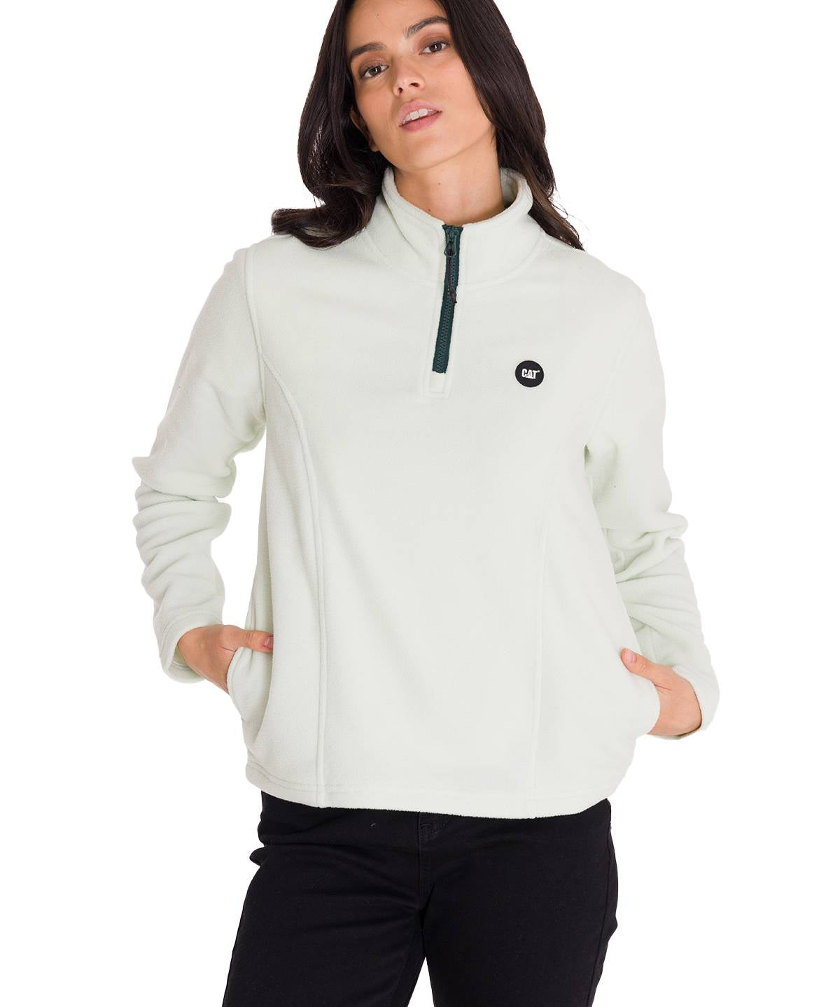 Polar Manga Larga Mujer W Microfleece Quarter Zip Pullover Oliva Claro Cat