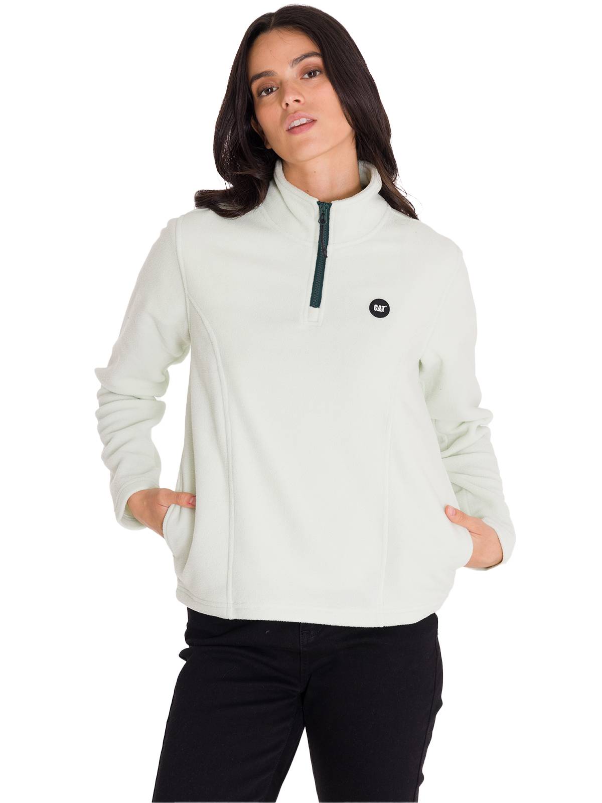 Polar Manga Larga Mujer W Microfleece Quarter Zip Pullover Oliva Claro Cat