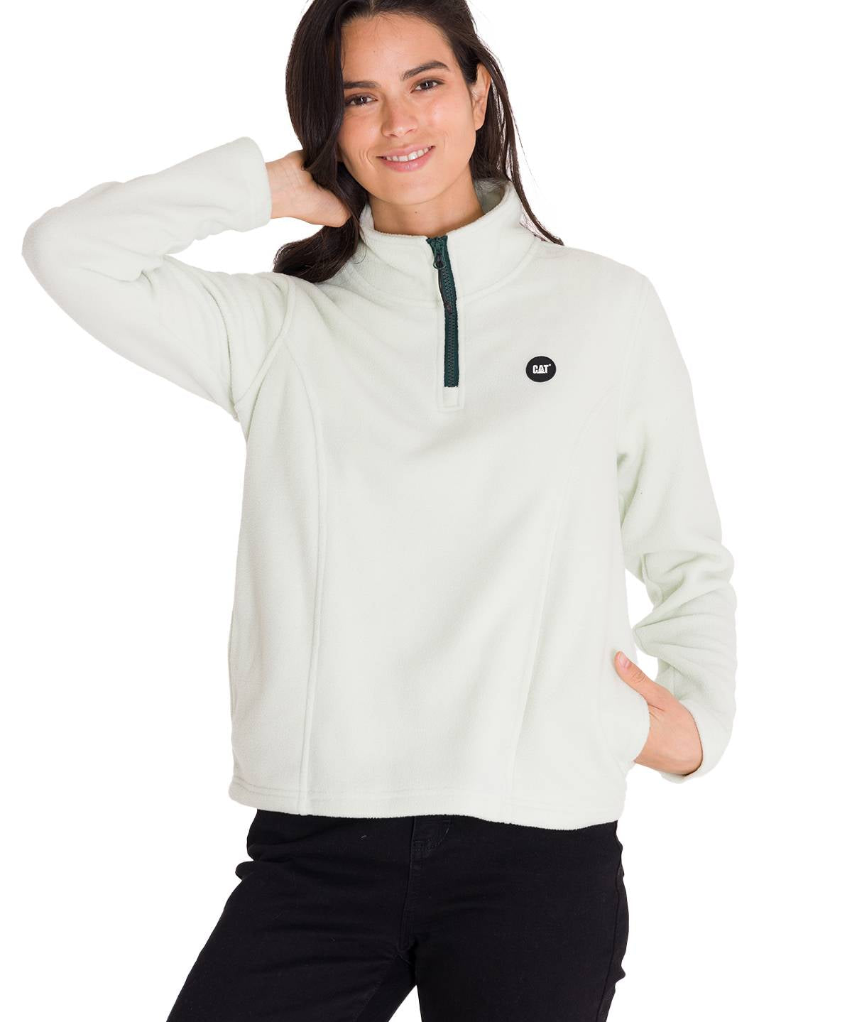 Polar Manga Larga Mujer W Microfleece Quarter Zip Pullover Oliva Claro Cat