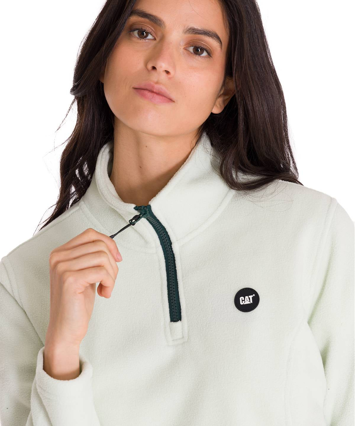 Polar Manga Larga Mujer W Microfleece Quarter Zip Pullover Oliva Claro Cat