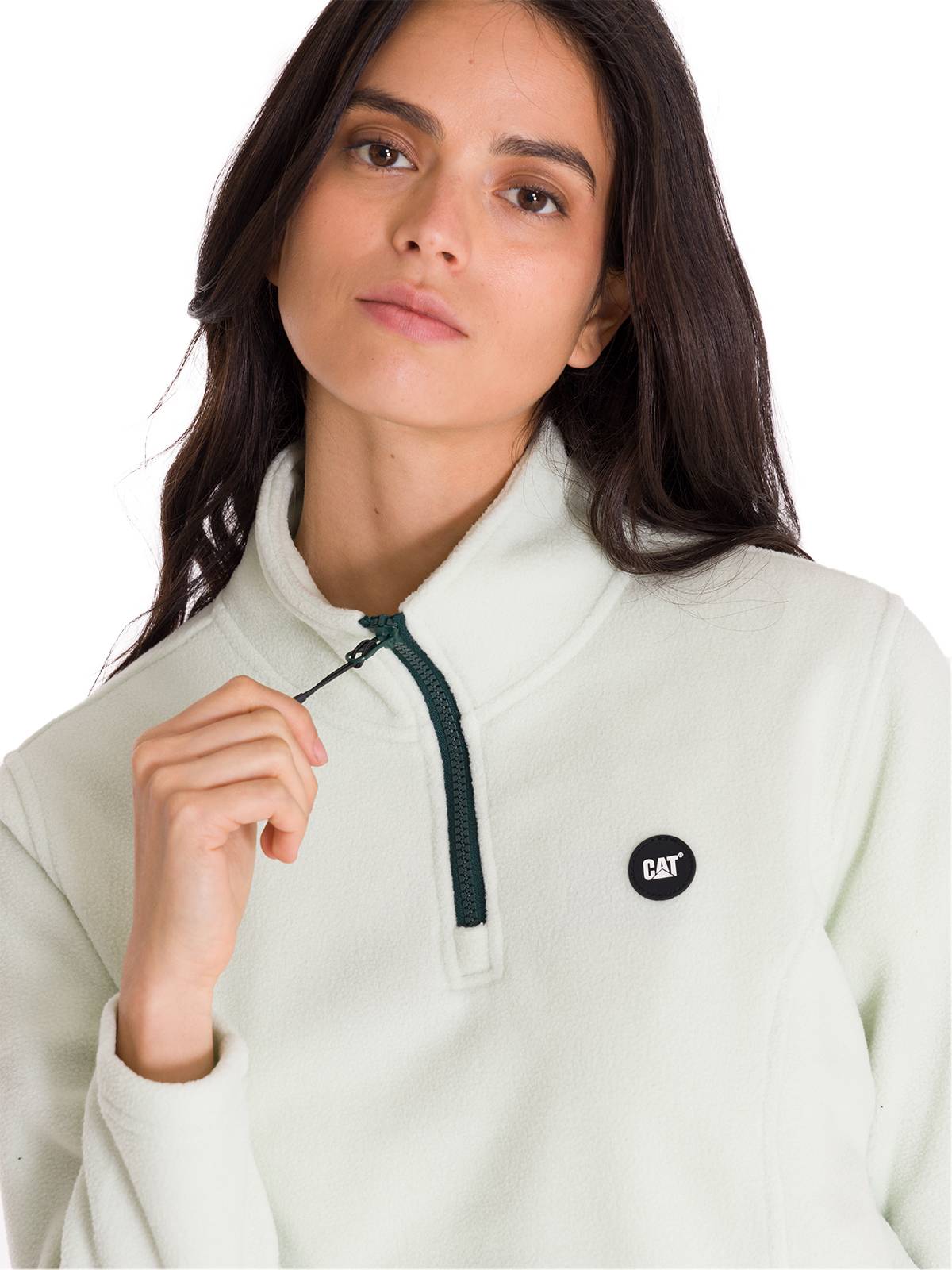 Polar Manga Larga Mujer W Microfleece Quarter Zip Pullover Oliva Claro Cat