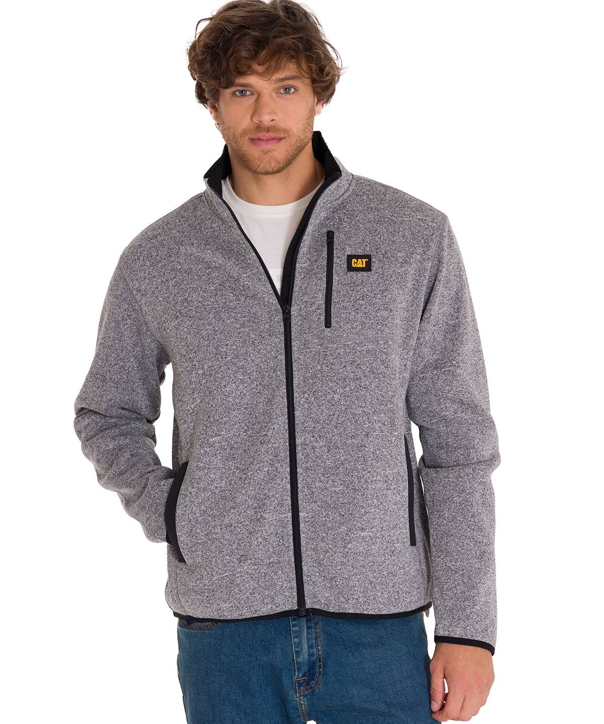 Polar Manga Larga Hombre Fleece Full Zip Gris Oscuro Cat