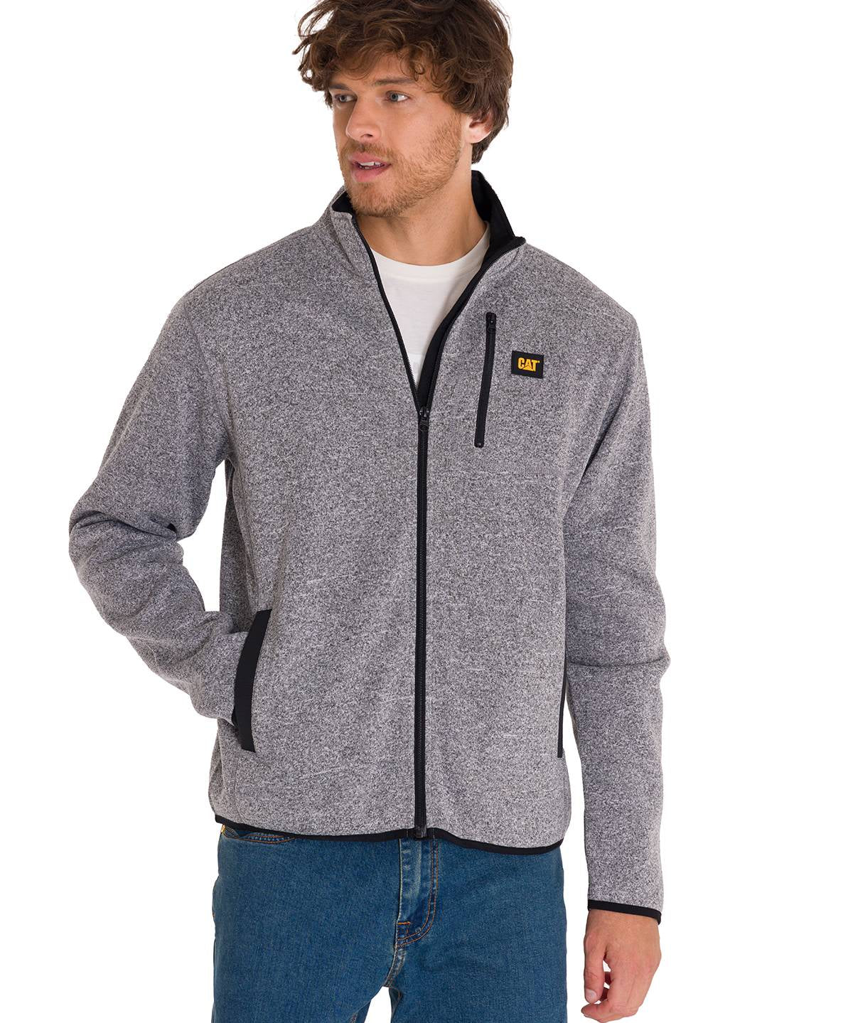 Polar Manga Larga Hombre Fleece Full Zip Gris Oscuro Cat