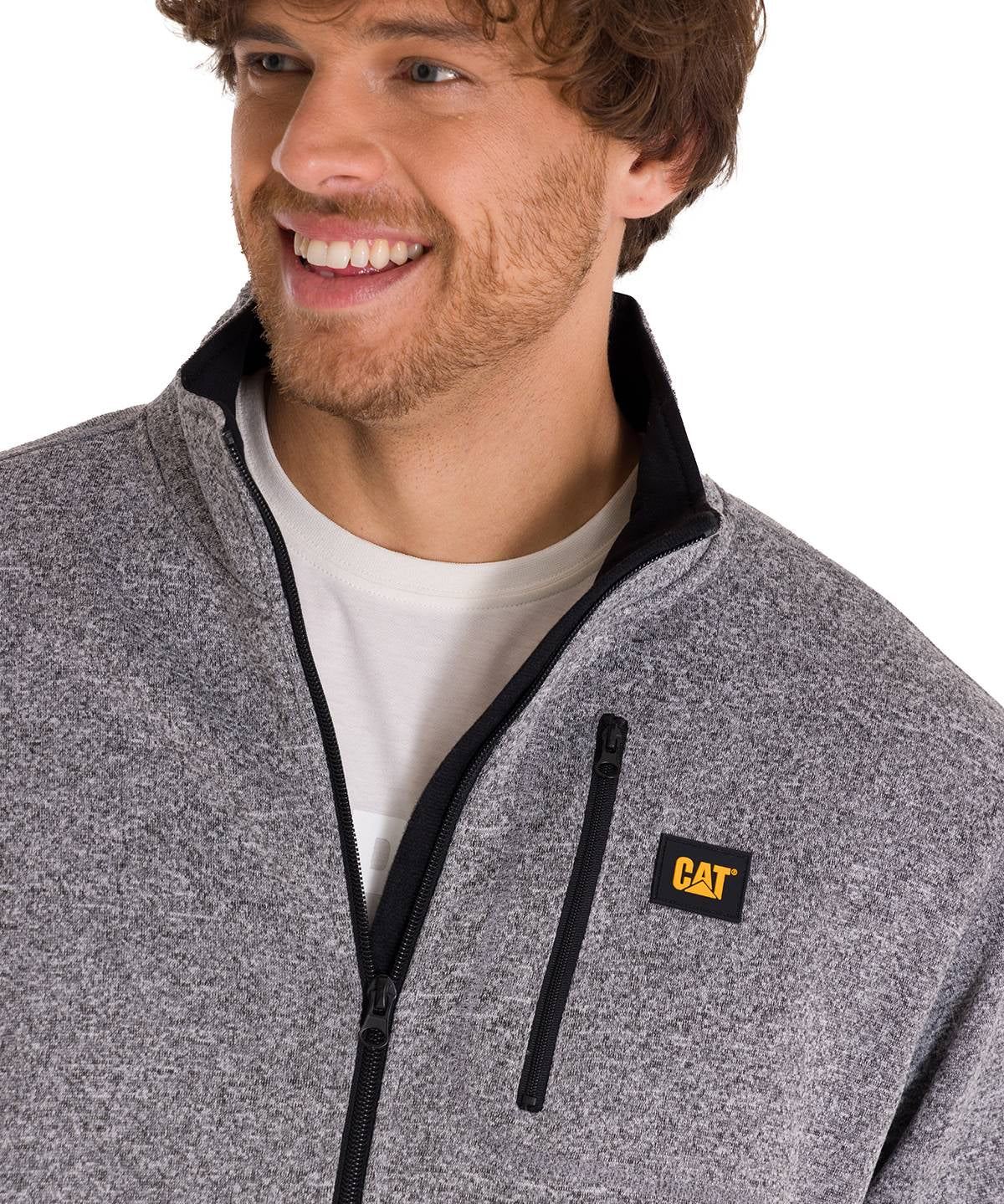 Polar Manga Larga Hombre Fleece Full Zip Gris Oscuro Cat