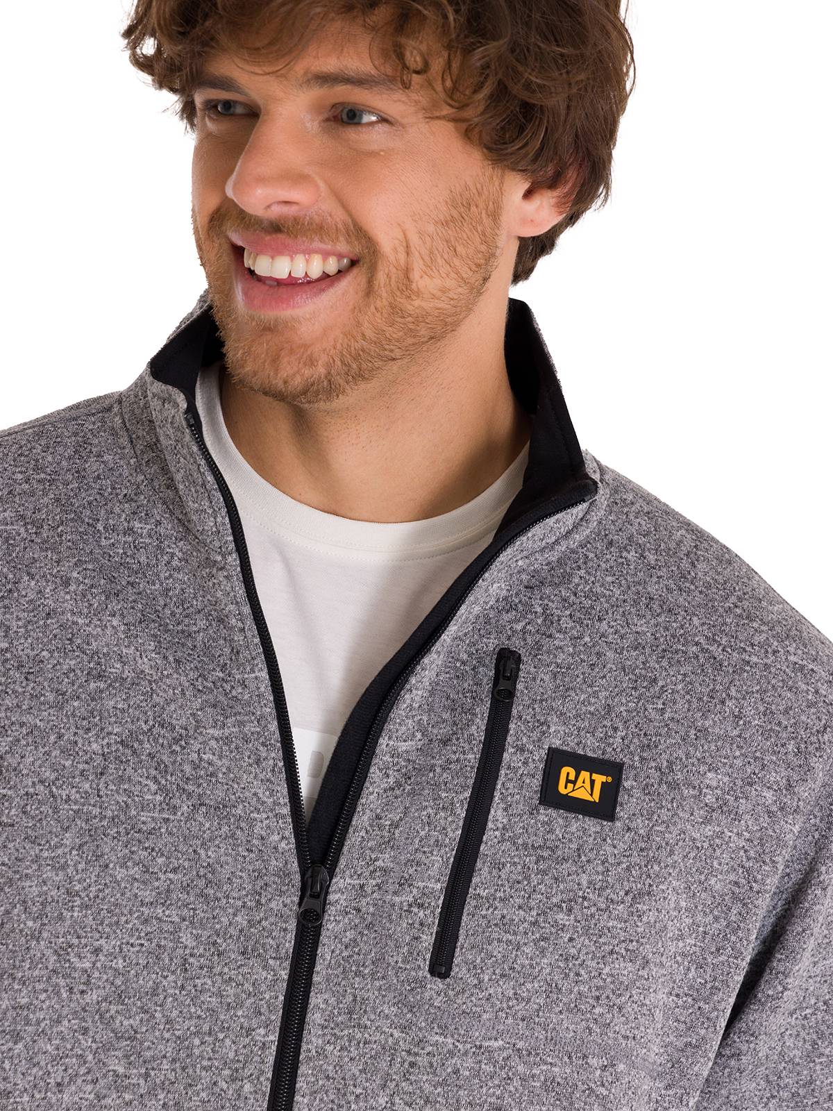 Polar Manga Larga Hombre Fleece Full Zip Gris Oscuro Cat
