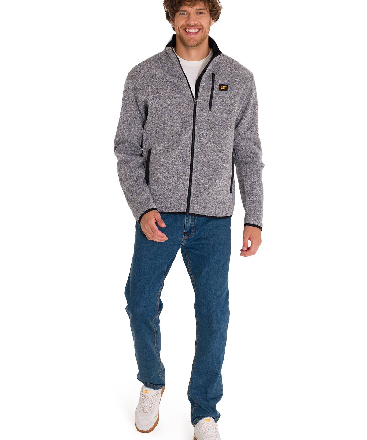 Polar Manga Larga Hombre Fleece Full Zip Gris Oscuro Cat