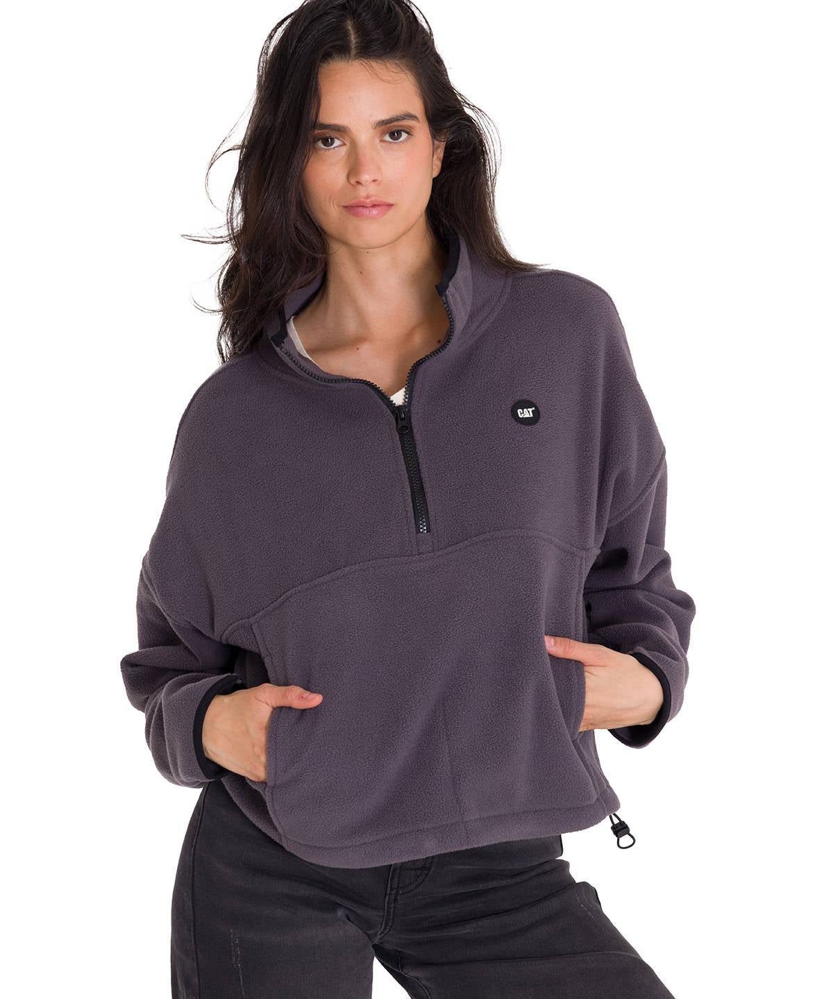 Polar Manga Larga Mujer BOXY OVERSIZED HALF ZIP FLEECE Gris Oscuro Cat